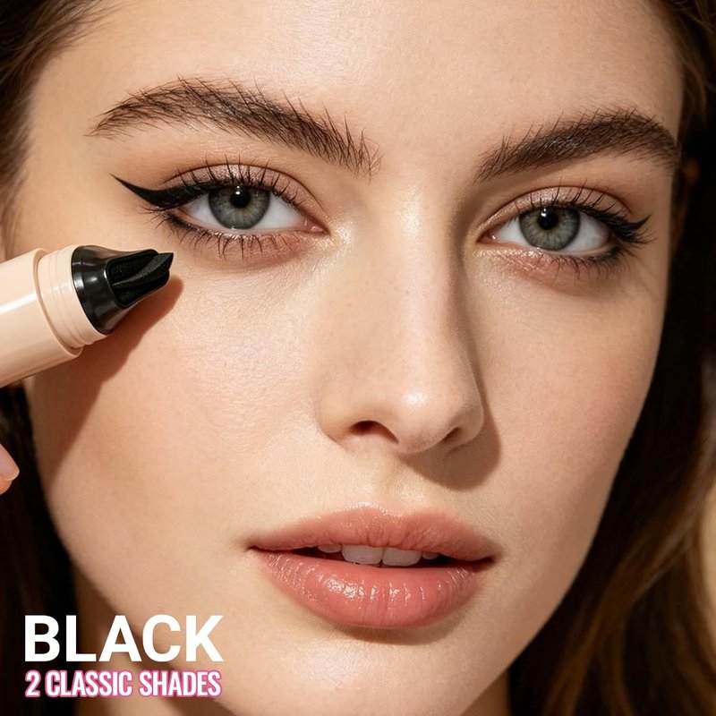 Winged Eyeliner Stamp Pen - Dual-Ended Cat Eye Makeup Tool | Quick-Dry, Long-Lasting, Smudge-Proof, Black