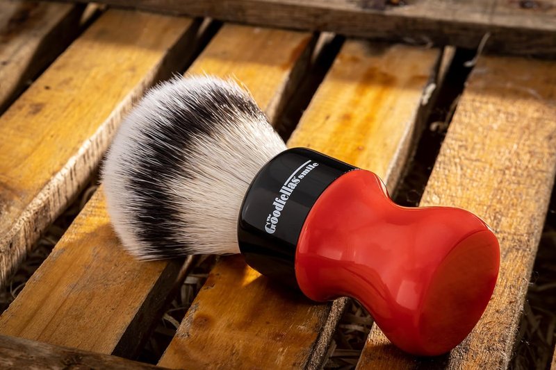 The Goodfellas Smile Synthetic Shaving Brush (Red Evil), Oversized 26 mm Brush Knot for a Fabulous Lather