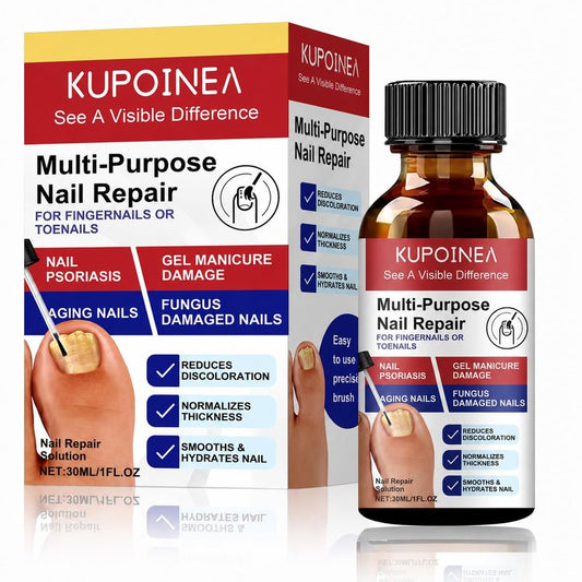 KUPOINEA Multi-Purpose Nail Repair, 8-Hour Gentle Nail Care for Damaged, Discolored Nails, 2 Weeks Nail Renewal for Fingers & Toes, Hydrating & Smoothing Nail Solution, 1FL OZ