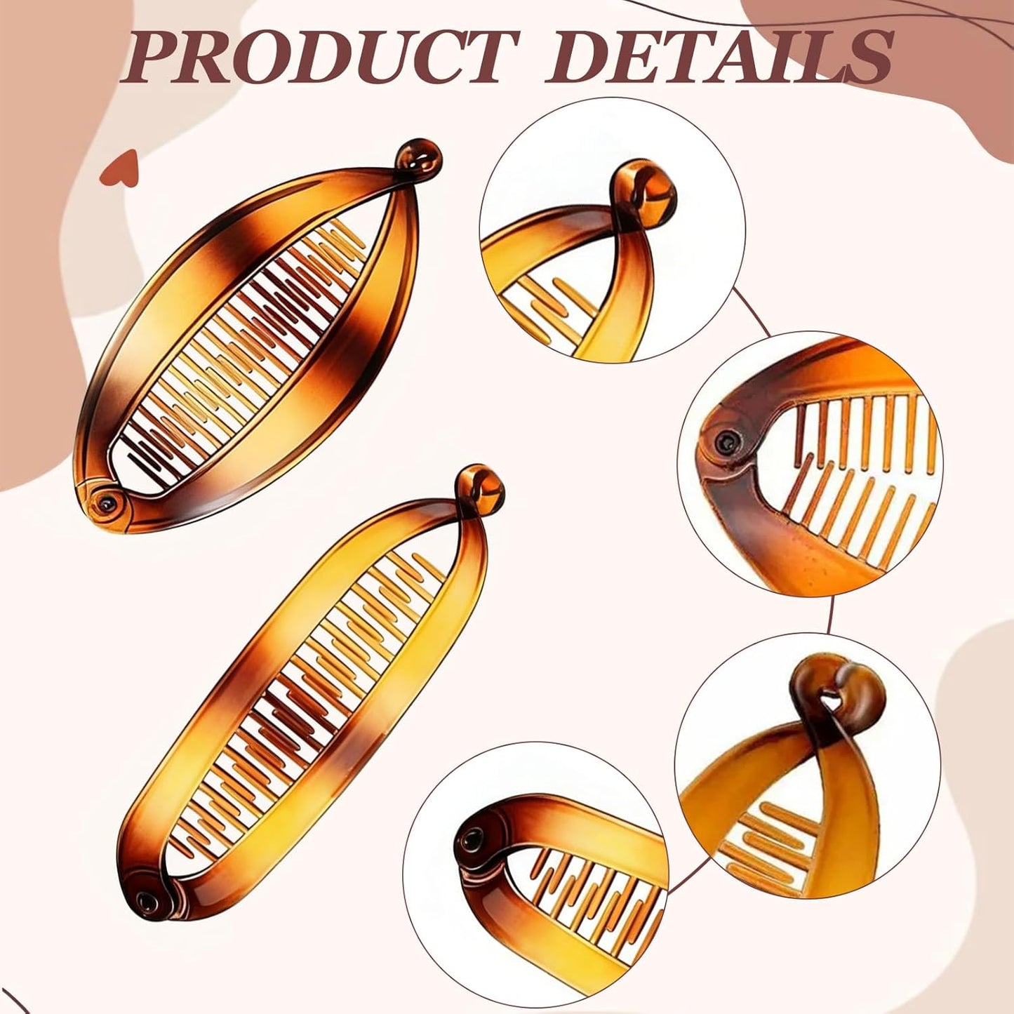 Banana Hair Clip Set - Vintage French Ponytail Holders for Thick & Curly Hair | 12-Piece Collection