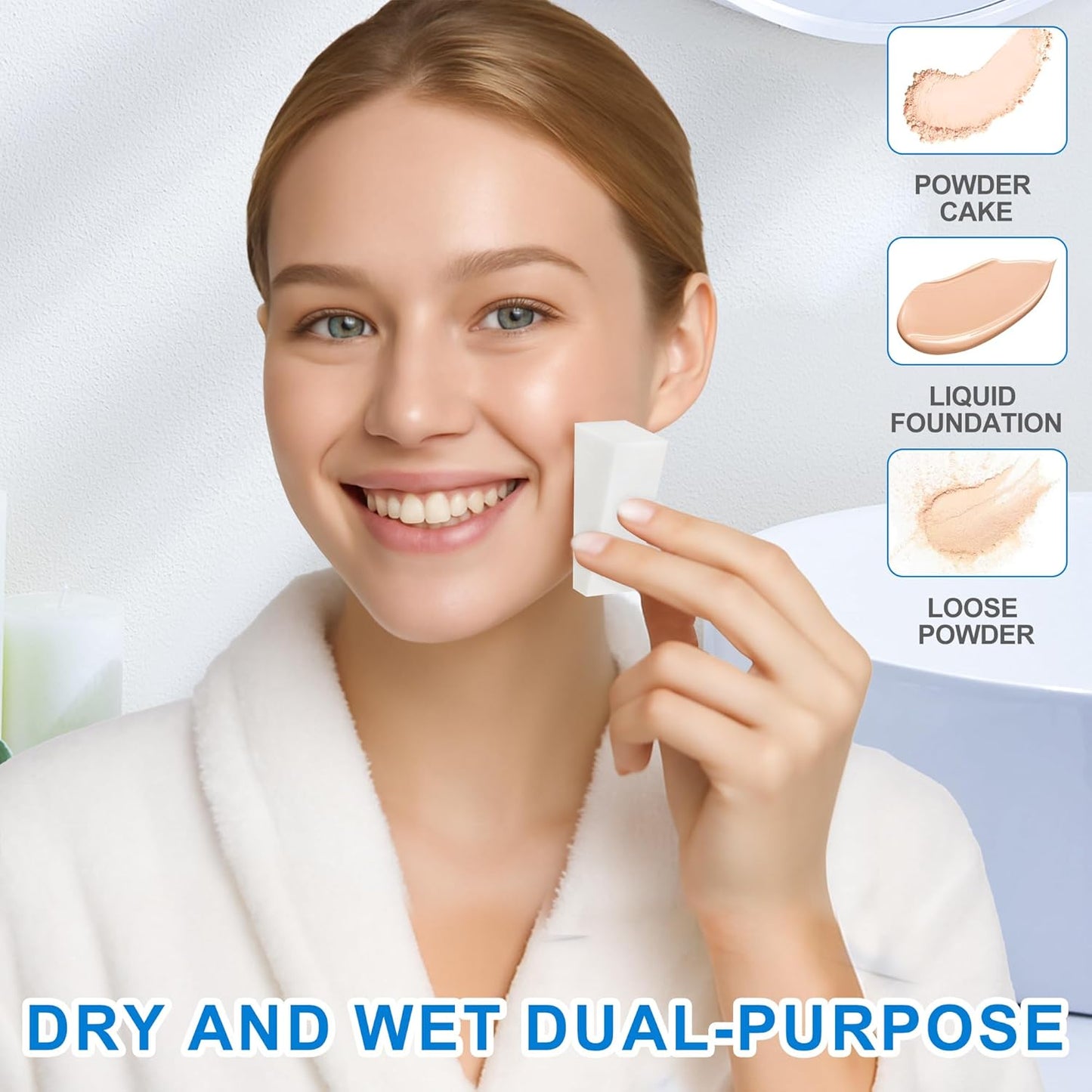 Makeup Sponges - Triangle Cosmetic Wedges for Flawless Foundation Blending | 120 Count, White