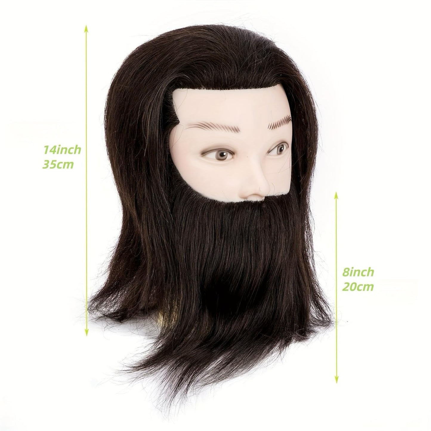 Yiifiulyn Mannequin Head Human Hair, Cosmetology Students Training Doll Head for Hair Styling & Barber Mannequin Head Male for Practice Hair Cutting or Trim Beard
