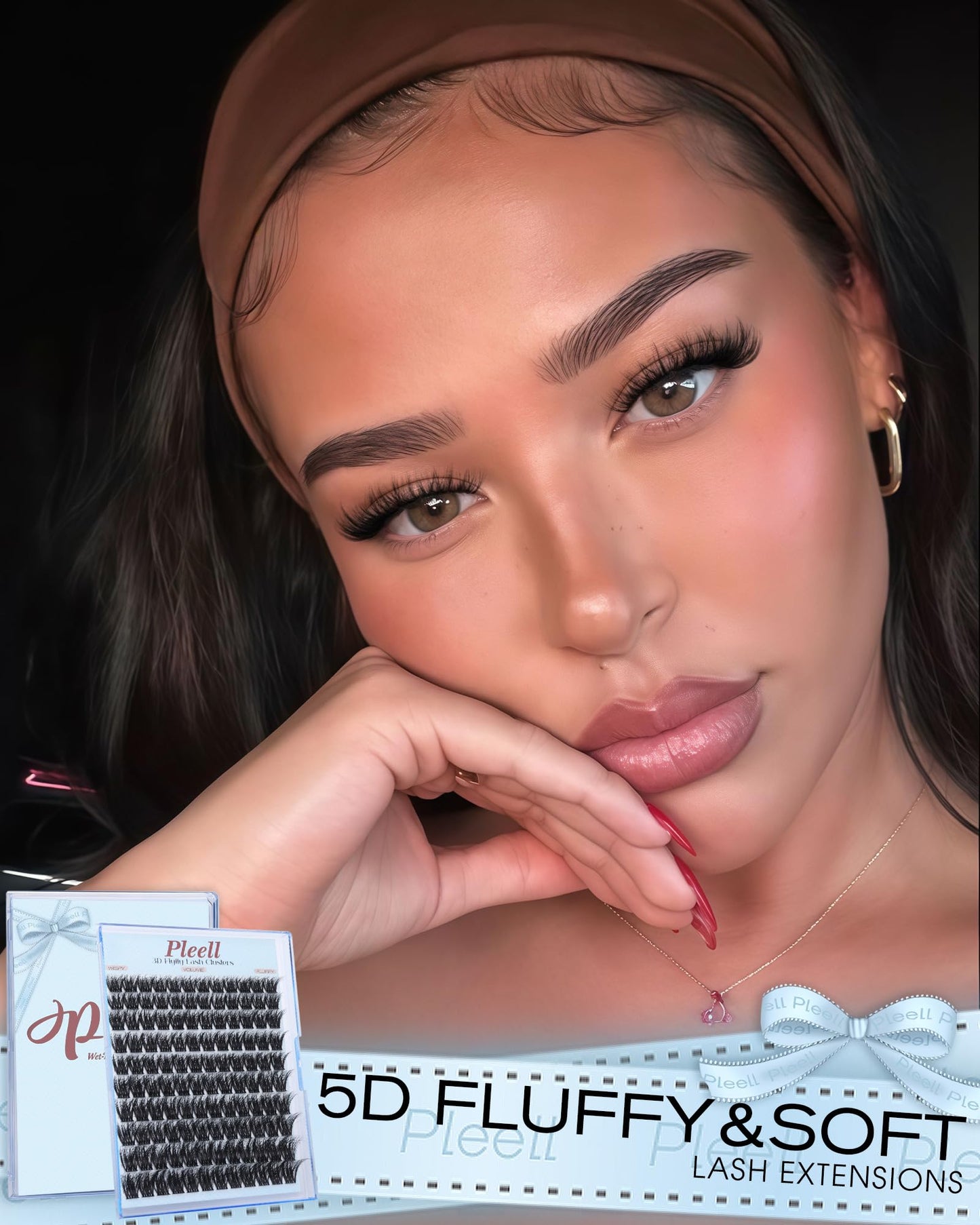 Fluffy Lash Clusters Volume Eyelash Clusters 12-18mm 5D DIY Lashes Clusters D-Curl Thick Cluster Eyelash Extensions Wispy Individual Lashes with Ultra-Thin Band by Pleell
