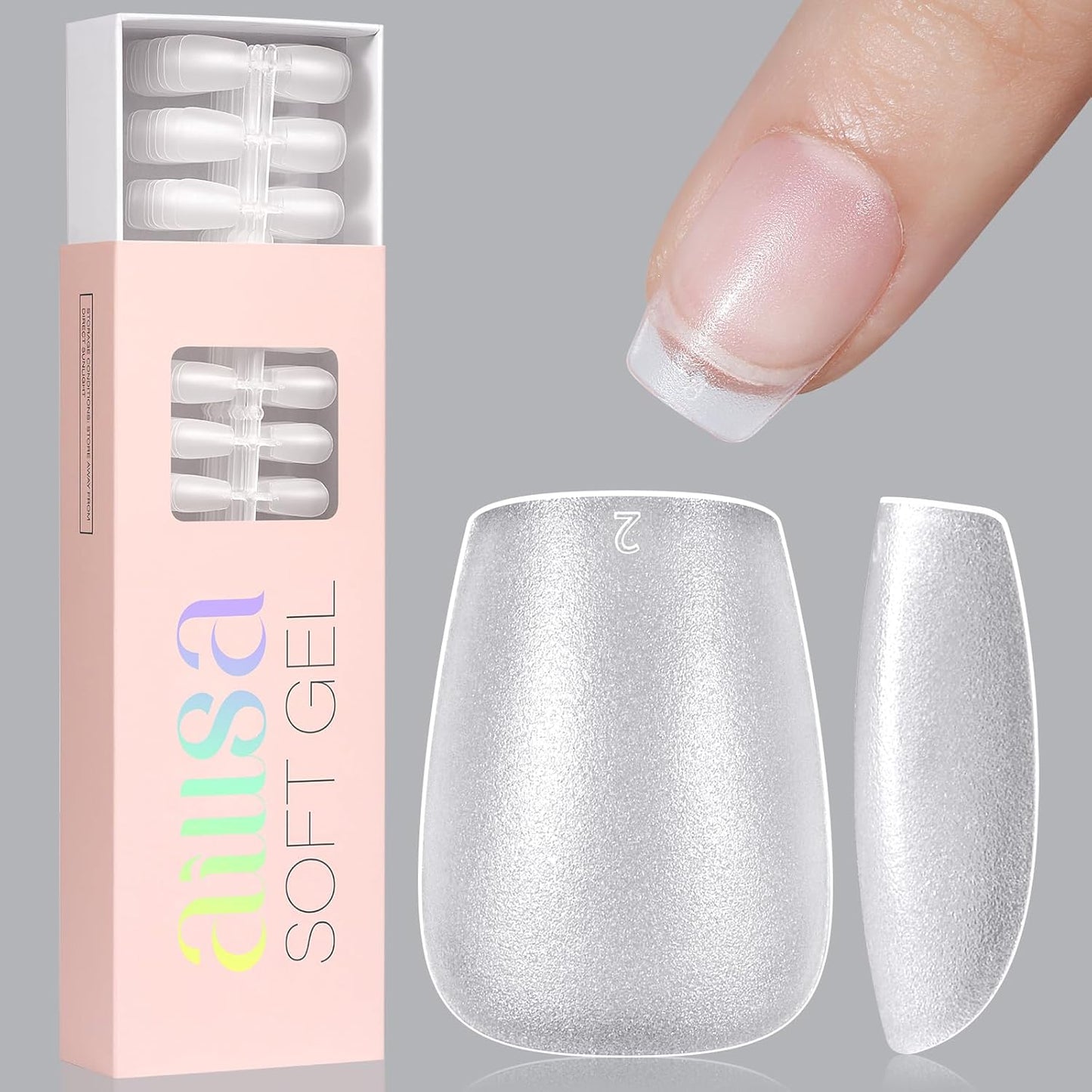 Almond Nail Tips - 450pcs Soft Full Cover Gel Nails | Pre-shaped Press-On Extensions in 15 Sizes for Beginners