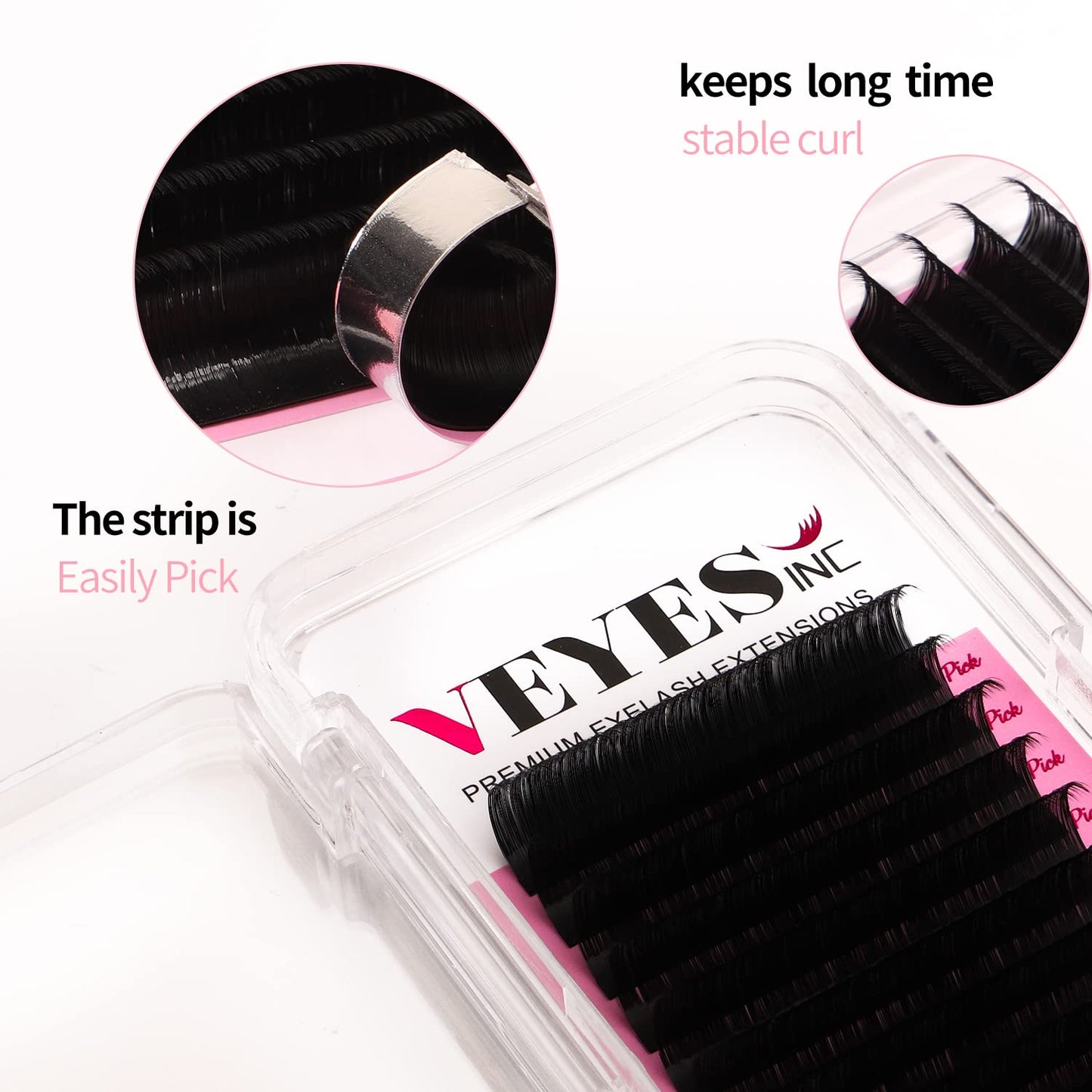 VEYES INC Classic Volume Lash Extensions 0.03-0.20 J/B/L/C/CC/D/DD Curl 5-25mm Mixed & Single Length Tray, Premium Silk Eyelashes, Professional Supplies for Lash Techs(Matte Black 0.05 J 8-16mm)