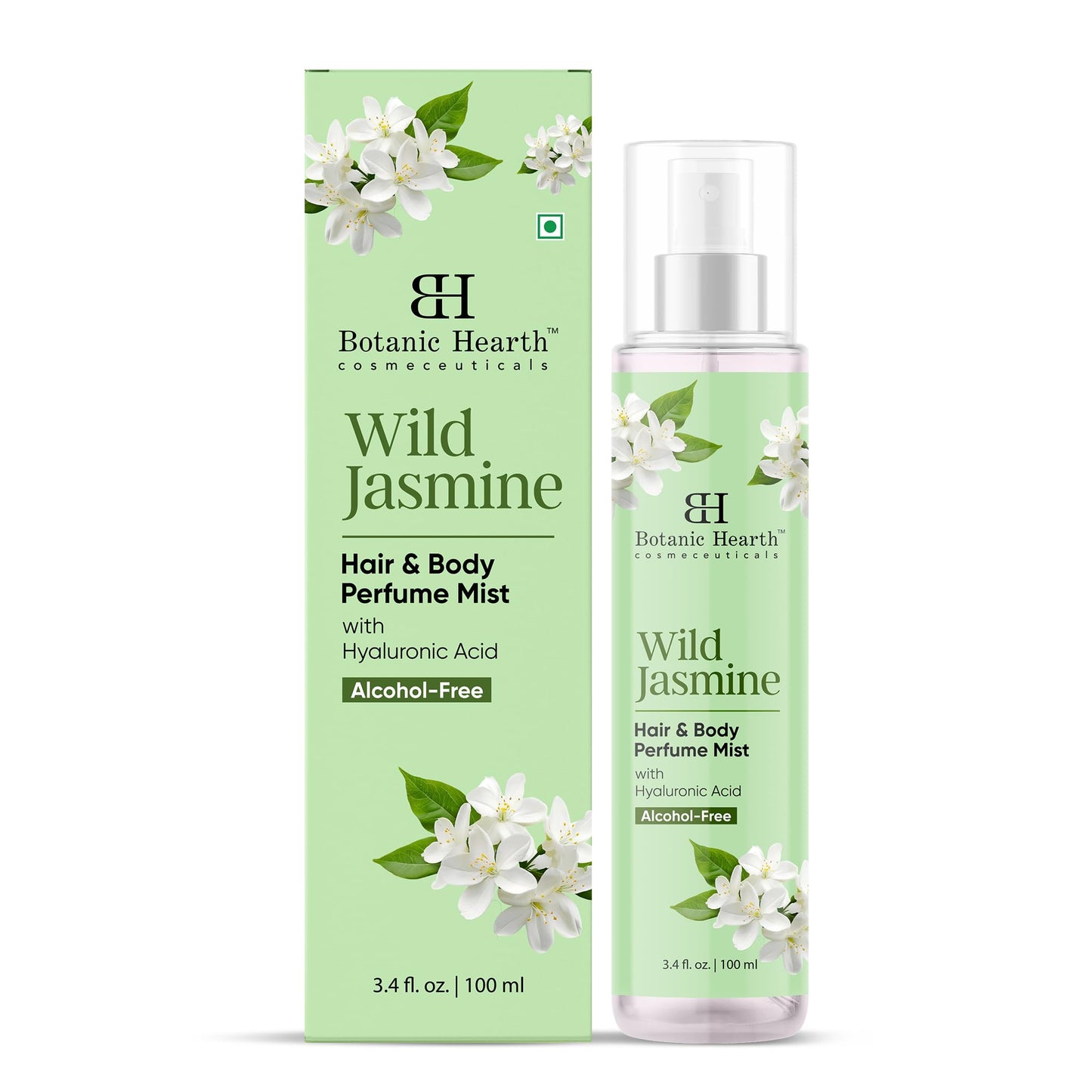 Botanic Hearth Jasmine Hair Perfume & Body Mist, Long-Lasting Hair Deodorizer & Body Scent for Women & Men, Alcohol-Free Clean Fragrance Hair Spray For Everyday Wear, All Day Freshness, 3.4 Fl Oz