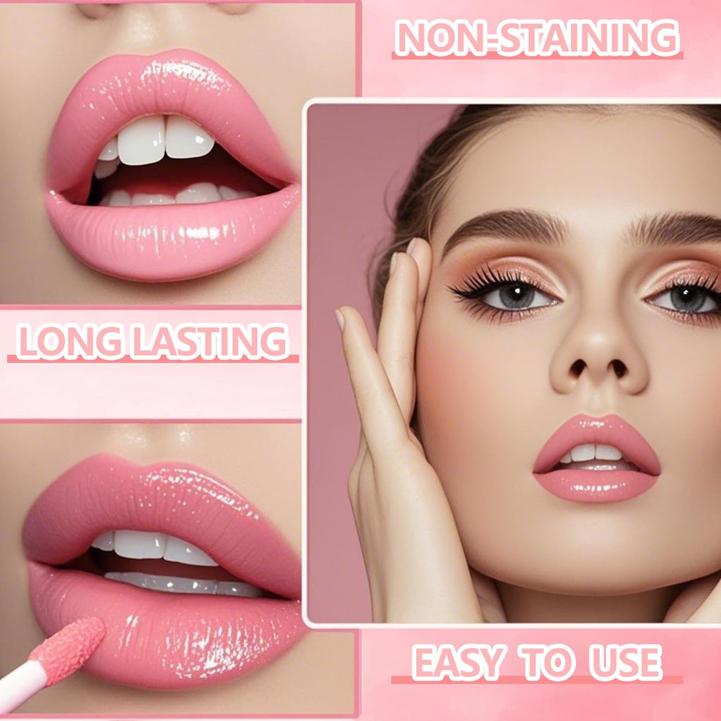 Eakroo 6 Colors Lip Tint Stain Liquid Lipstick, Lip Stain Long Lasting Waterproof, Lip Tint, Lip Gloss Set, Lip Gloss Bulk, Korean Lip Oil, Cute Stuff for Teen Girls, Lightweight, High Pigment