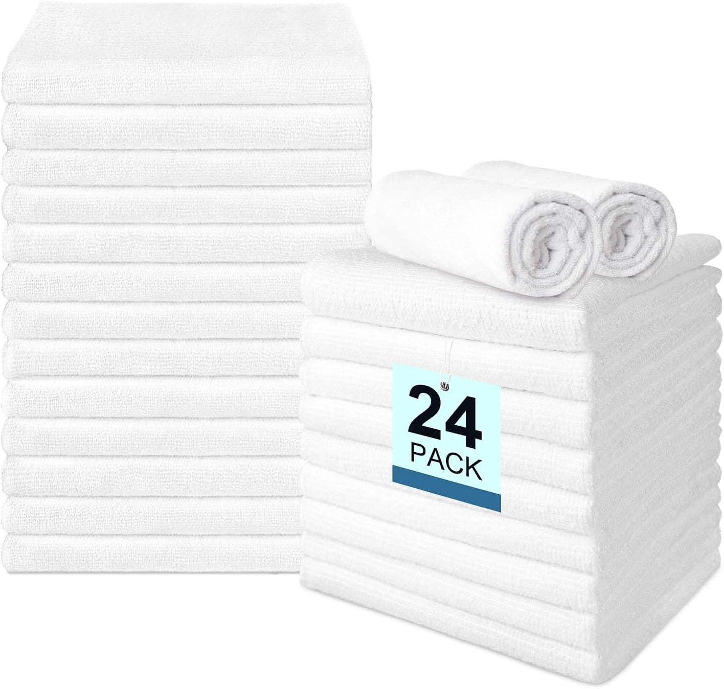 Premium Salon Towels - 24 Pack Highly Absorbent Quick-Drying Hand Towels | 16x27 Inch Black for Bathroom, Gym, Spa