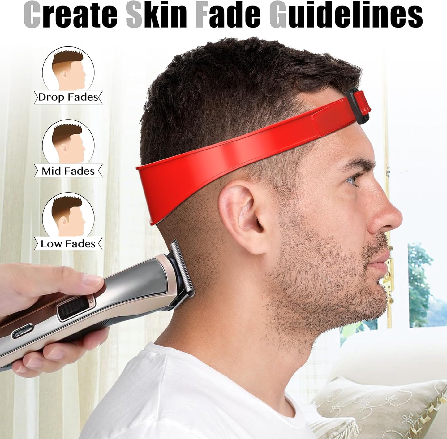 AOMGD Neckline Shaving Template - Adjustable Hair Trimming Guide for DIY Haircuts | Portable Red Tool