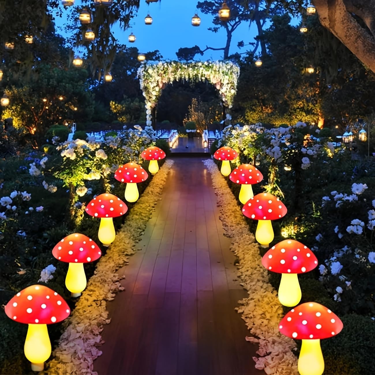 Solar Mushroom Lights - 8 Pack Waterproof Solar Garden Decor | 8 Lighting Modes for Outdoor Pathway & Landscape