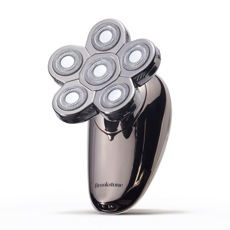 Brookstone - 6-Head Flex Shaver, Close Shave with Pivoting Heads & Rechargeable Battery for Smooth, Comfortable Grooming (Black)