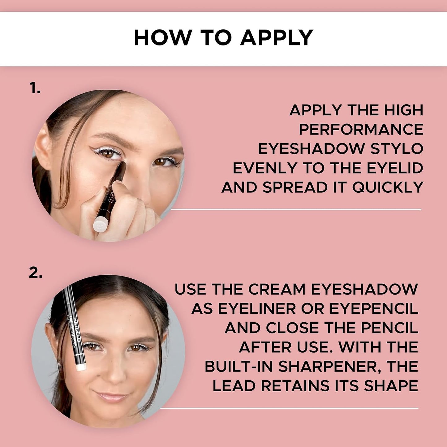 High-Performance Eyeshadow Stylo - Seashell N°25 | 3-in-1 Stick for Eyeshadow, Eyeliner & Kajal - Waterproof & Long-Lasting - 0.04 Oz