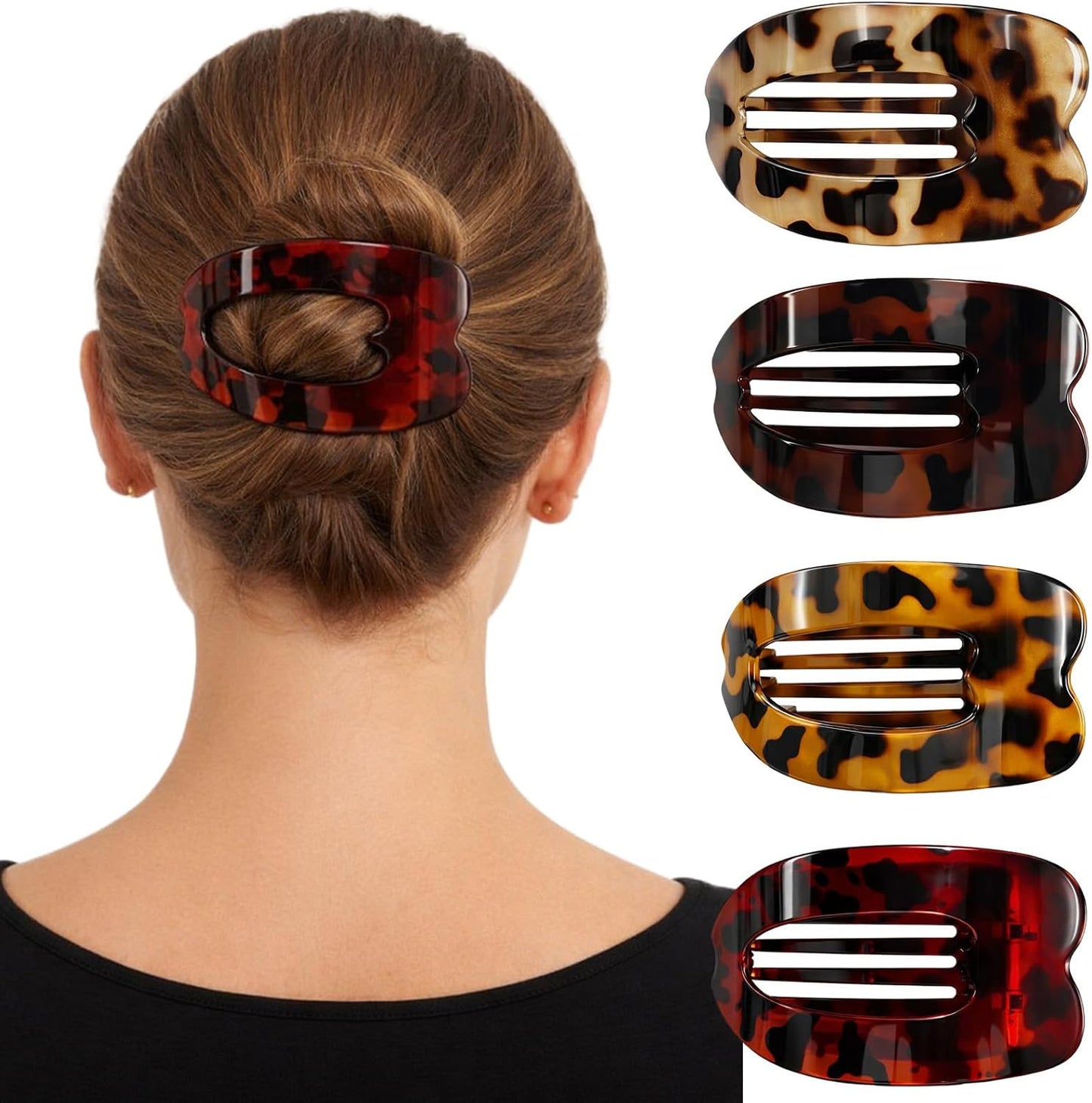 Duckbill Hair Clips - 4-Pack Flat Claw Design for Thick or Thin Hair | Casual Elegant Style