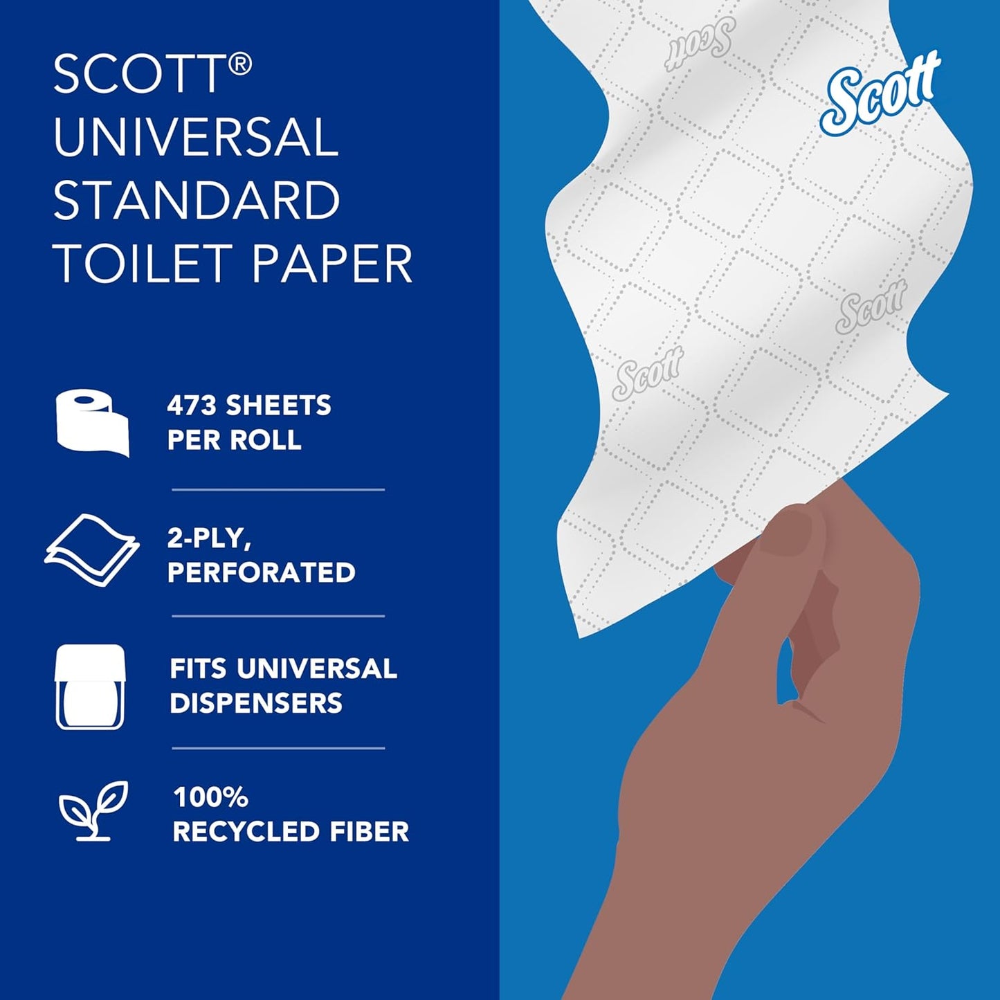 Scott Professional 100% Recycled Fiber Toilet Paper - 2-Ply, Individually Wrapped | 80 Rolls, 37,840 Sheets