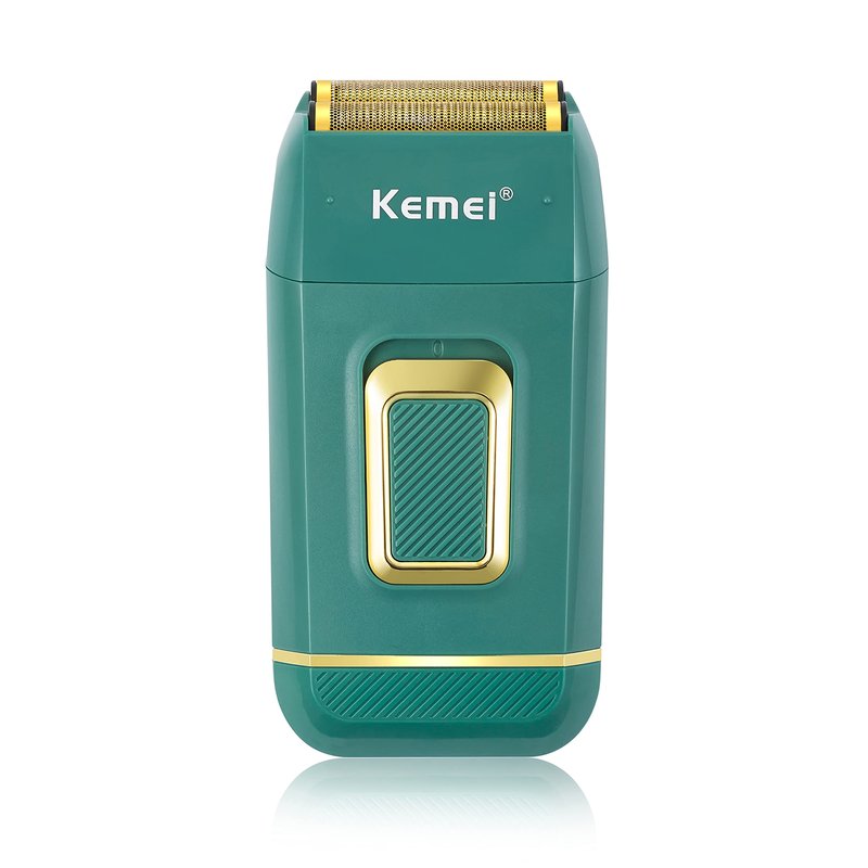 KEMEI Foil Shaver Double Electric Shaver for Men Electric Razors Head Shaver for Bald Men Barber Supplies Hair & Beard Trimmer Cordless Rechargeable, Green