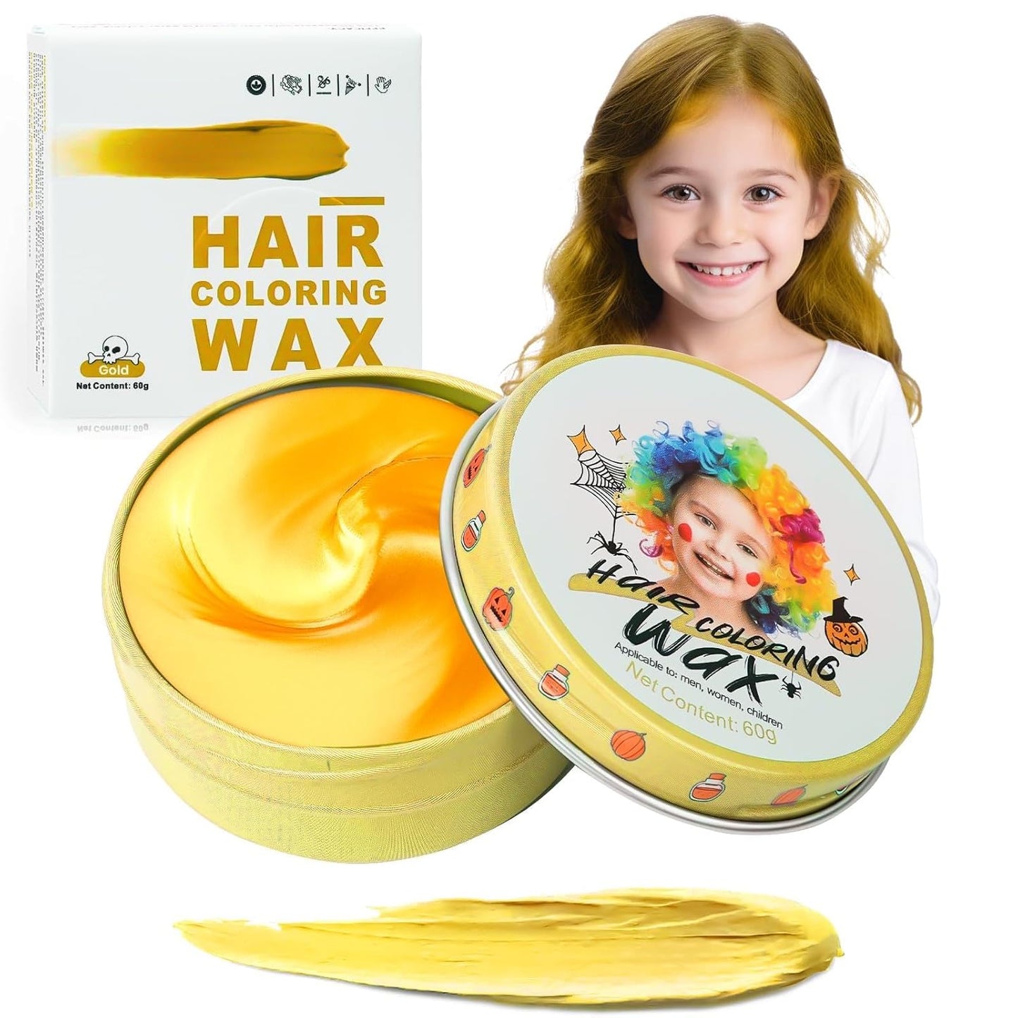 Temporary Gold Hair Color Wax - Washable Blonde Styling Gel for Kids | Ideal for Cosplay & Halloween