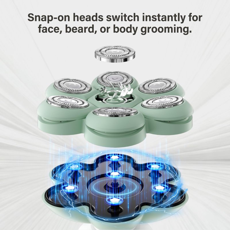 3-in-1 Groomer Shaver for Men, Bald Head Shaver & Beard Trimmer, Men’s Electric Shavers Wet/Dry IPX7 Waterproof, 120-Min USB Rechargeable Razor for Face & Body, Ideal Grooming Gift Set for Men