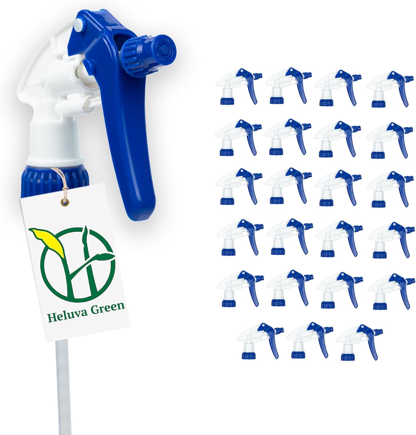 Green Spray Bottle Nozzle Replacement - Heavy Duty Sprayer Triggers for Home & Commercial Cleaning | Fits 8-32 oz Bottles, Blue, 24 Pack