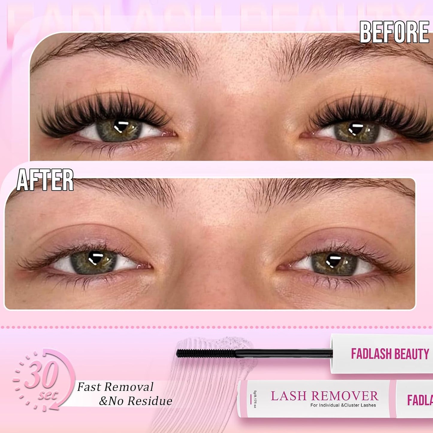 Lash Remover for Cluster Lashes - Quick-Dissolving, Gentle Formula | 5ml Clear Eyelash Extension Remover