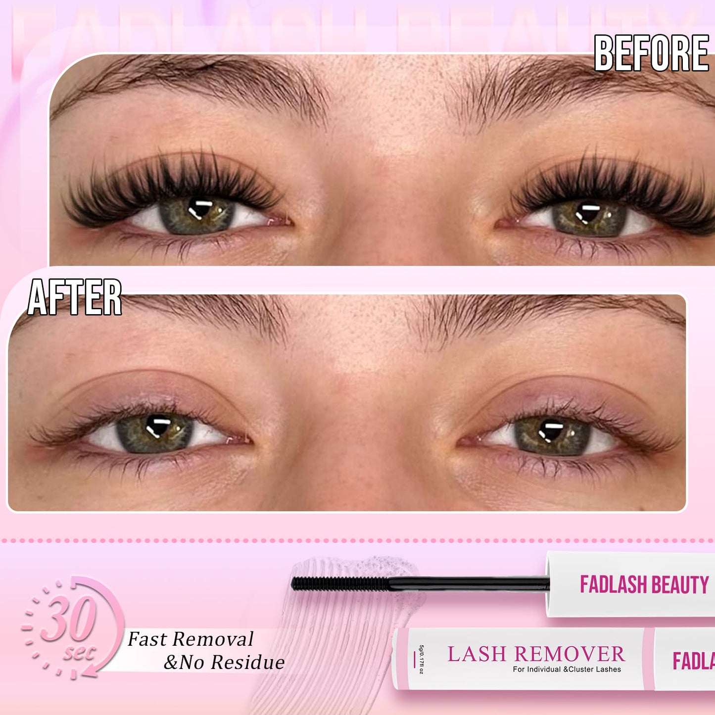 Lash Remover for Lash Clusters DIY Lash Glue Remover Dissolves Quickly Gentle and Low Irritation Clear Lash Extension Remover Eyelash Extension Remover Self Use at Home, 5ml