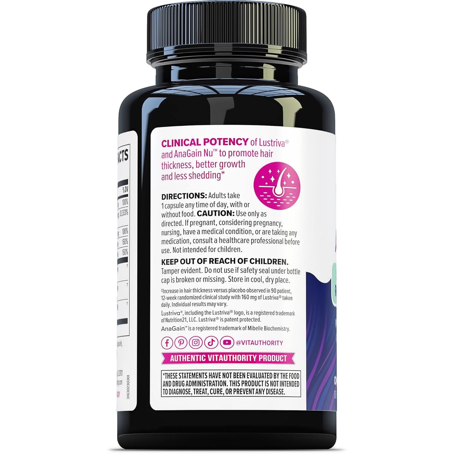 Lustriva Hair Growth Supplement - DHT Blocker Vitamins for Thicker, Fuller Hair | Biotin, Saw Palmetto, Zinc & Copper | 30 Capsules