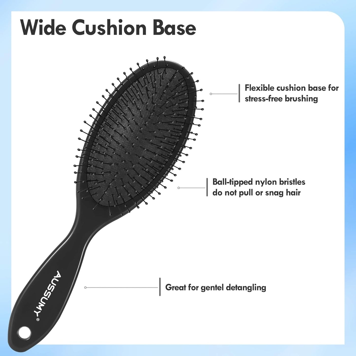 Air Cushion Detangling Hair Brush - 2 Pack Ultra Soft Bristle Detanglers for Curly Hair | Black & Green