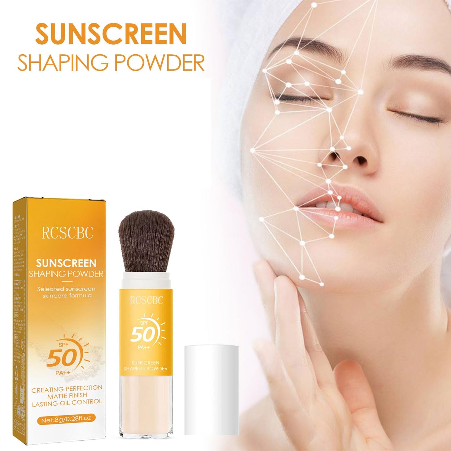 Powder sunscreen for face， SPF 50 Brush Sunscreen Powder for Face & Scalp,Lasting Lightweight Breathable, for All Skin