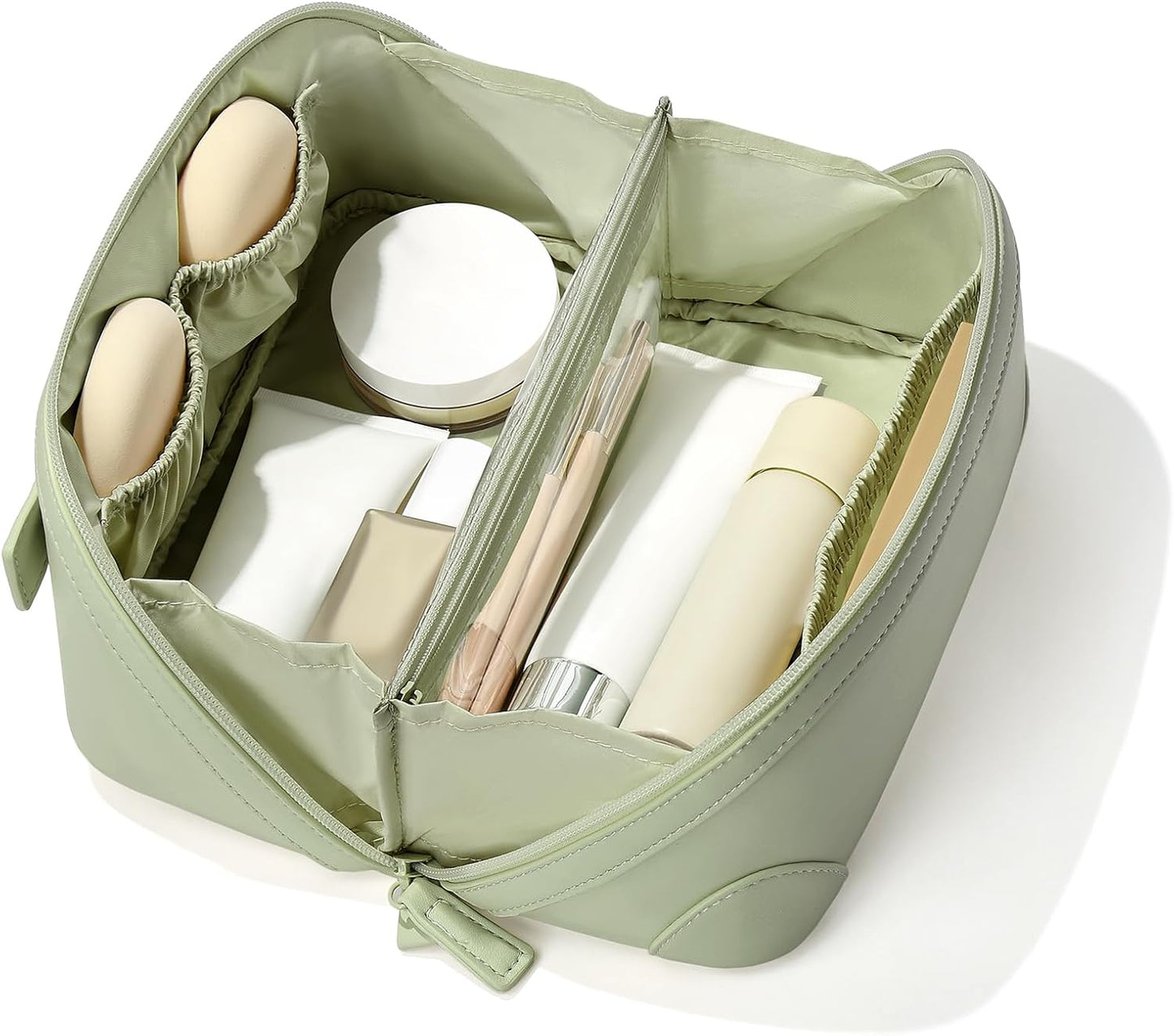 Travel Makeup Bag for Women - Large Capacity Waterproof PU Leather | Portable Cosmetic Organizer for Business & Daily Use
