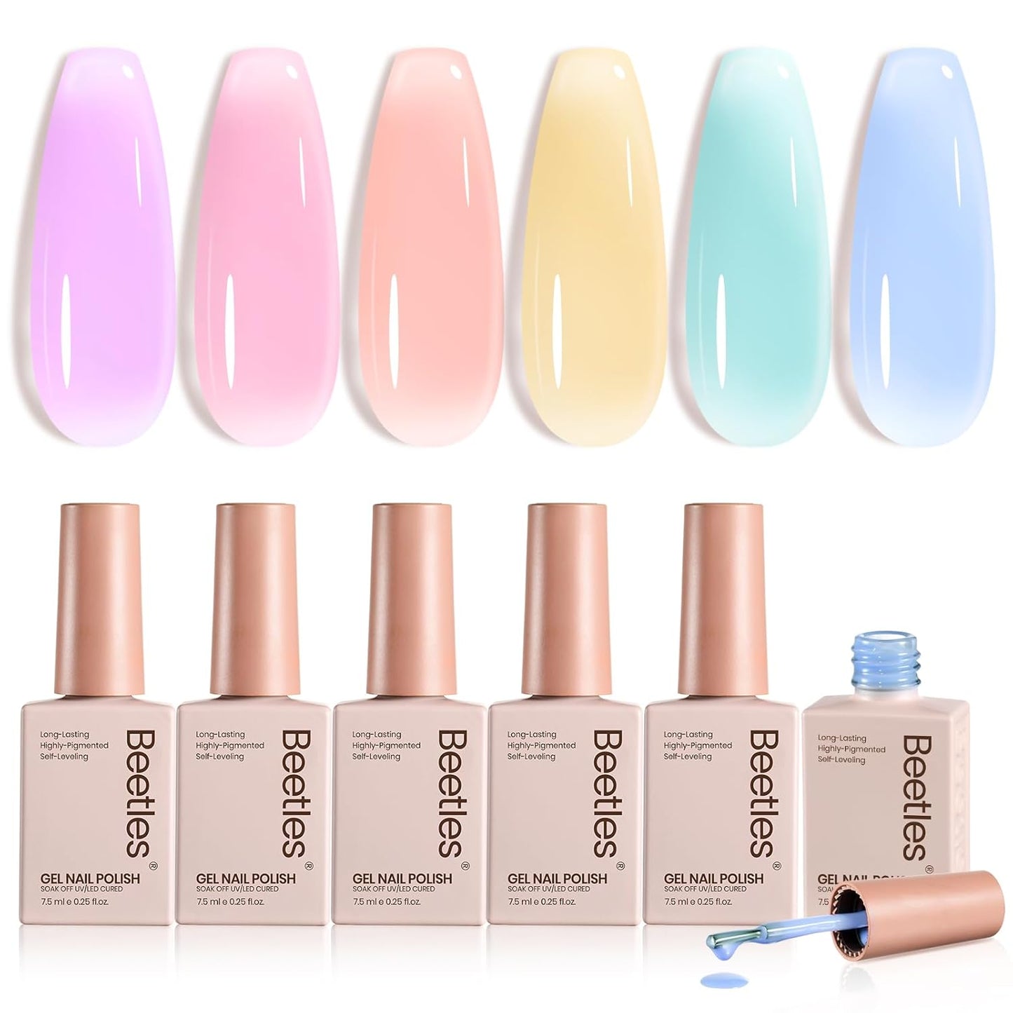 Neon Gel Nail Polish Set - 6 Vibrant Summer Colors | Sheer Translucent Effect for UV French Nail Art