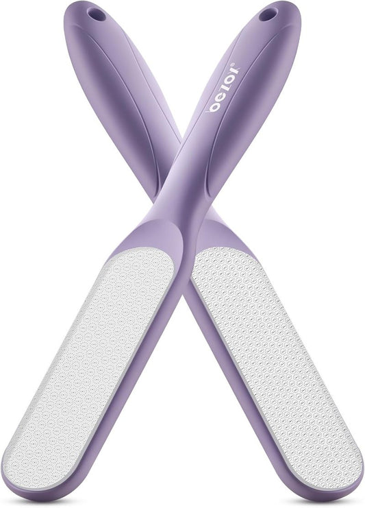BEZOX Glass Foot File - Callus Remover for Silky Smooth Heels | Professional Pedicure Tool, Washable Foot Scraper - Purple