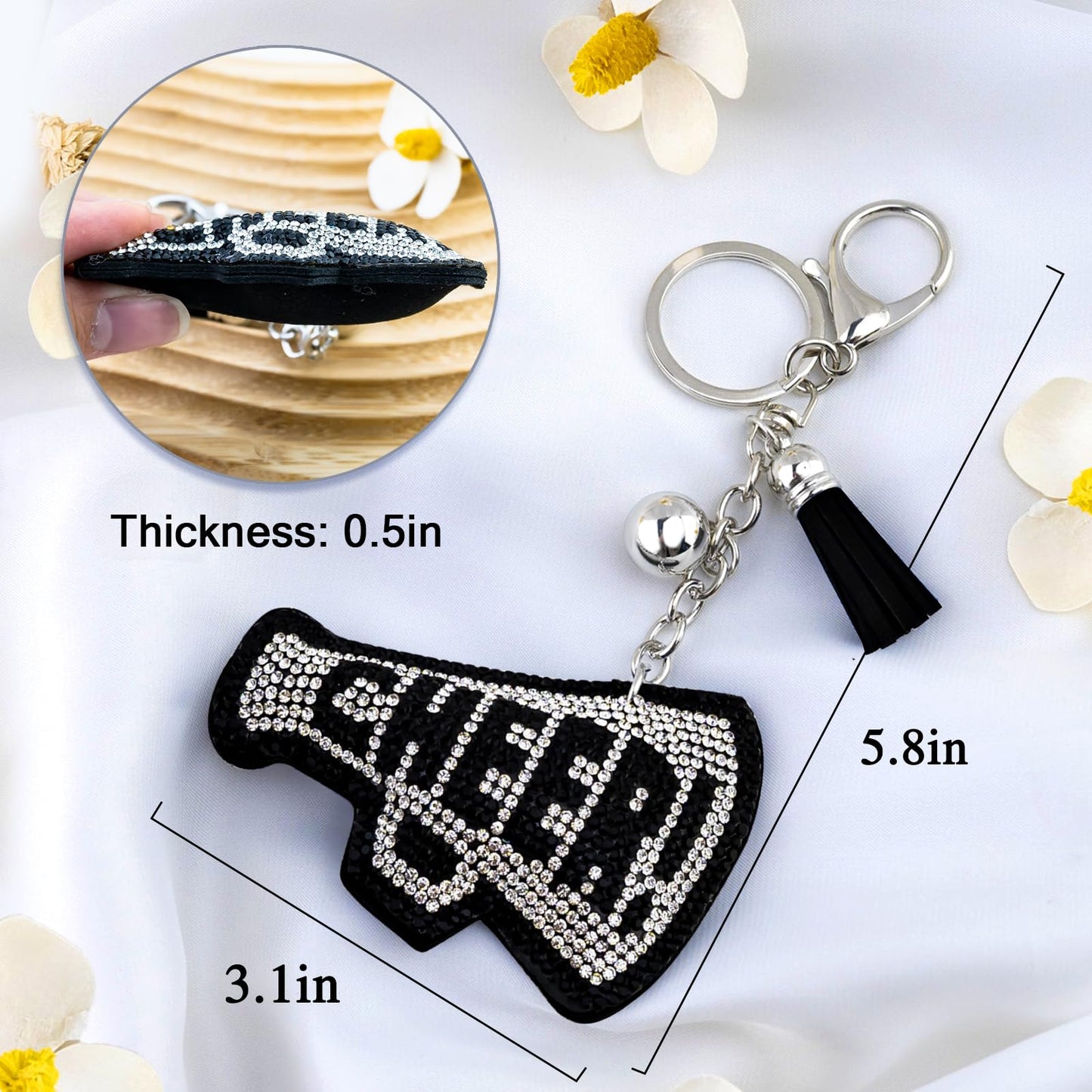 Cheer Keychain Bling Cheerleading Gift Bag Charms for Purse Handbags Backpacks Rhinestone Accessories for Women