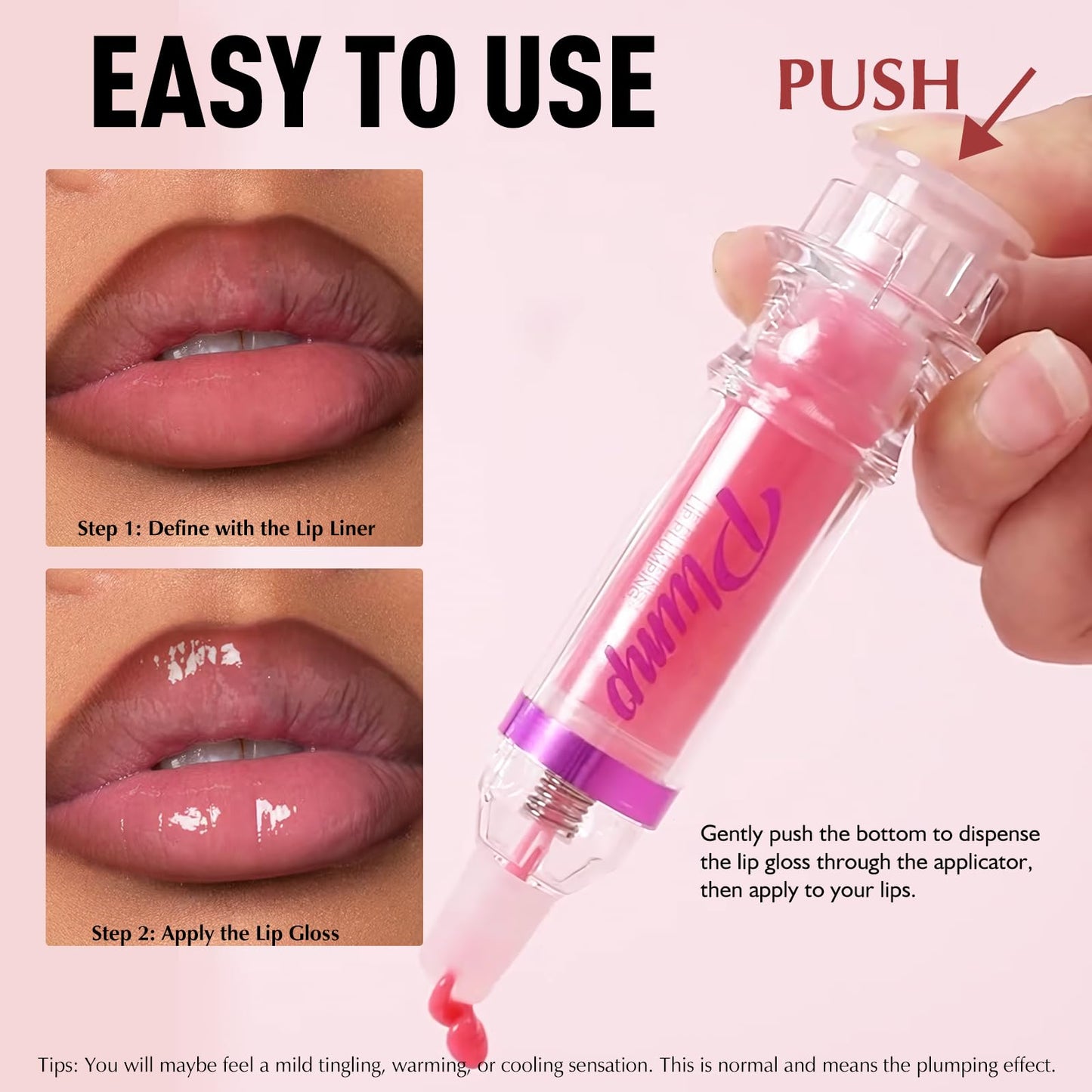Wugbc Lip kit, Lip Plumper & Lip Liner, Natural Spicy Plumping Lip Gloss Oil Hydrating Lip Combo Glossy Finish Smooth Non-sticky Lip Liner and Gloss Set for Enhancing Lips Appearance