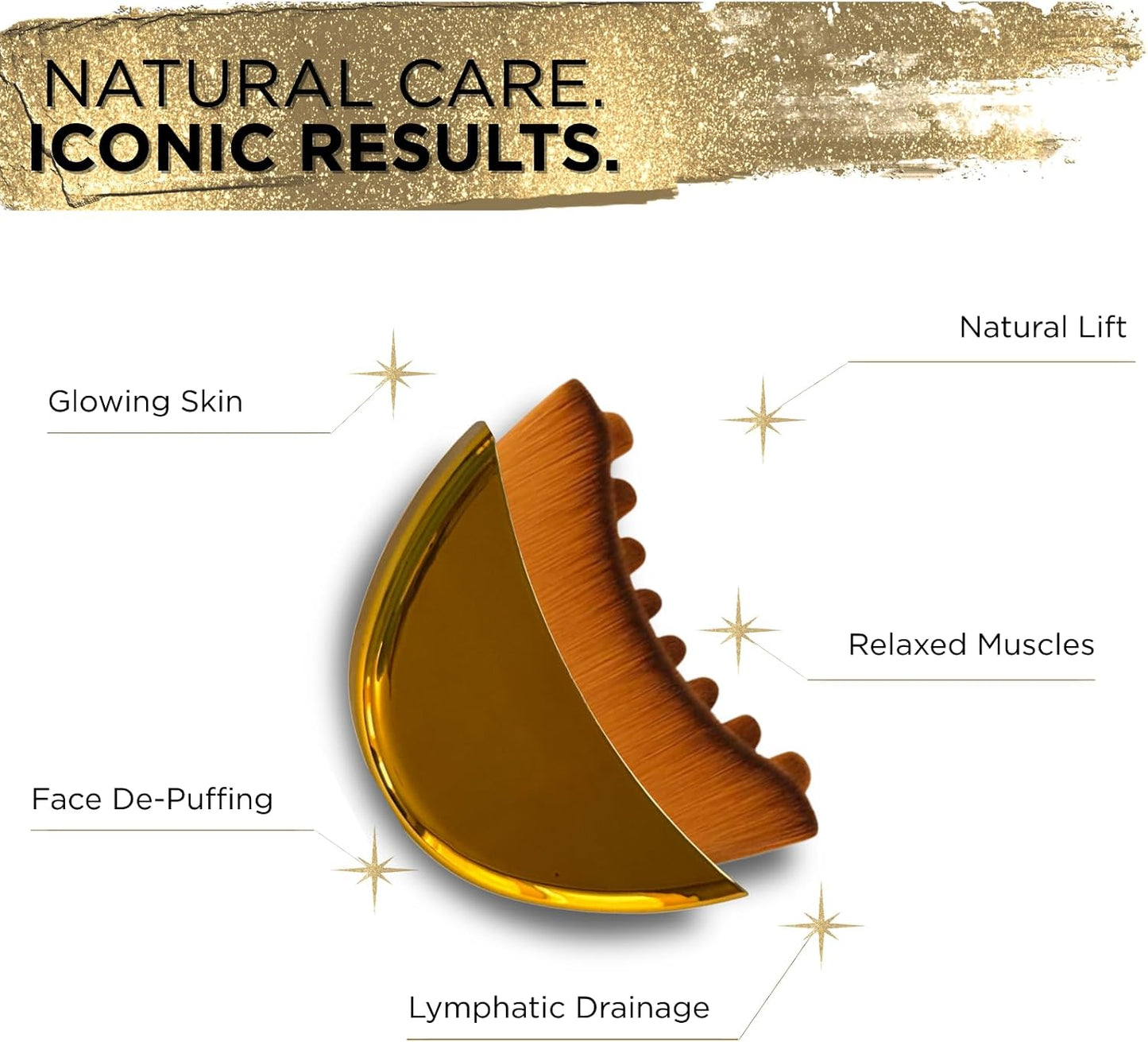 Lymphatic Contour Brush for Face - Gold Sculpting Tool with Soft Bristles | Reduces Puffiness (1 Pack)