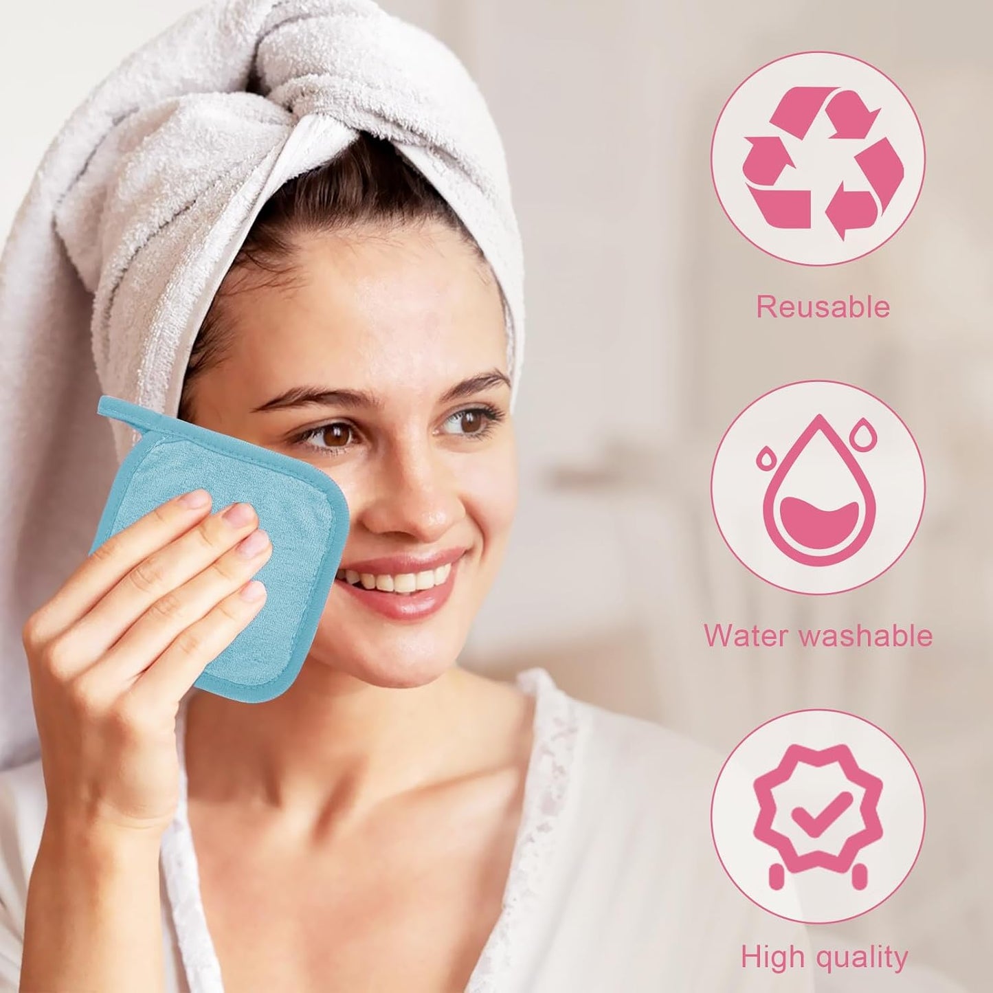 Makeup Remover Cloth - Ultra Soft Reusable Microfiber Towels for All Skin Types | 12 Pack, 6x6 Inches, Blue