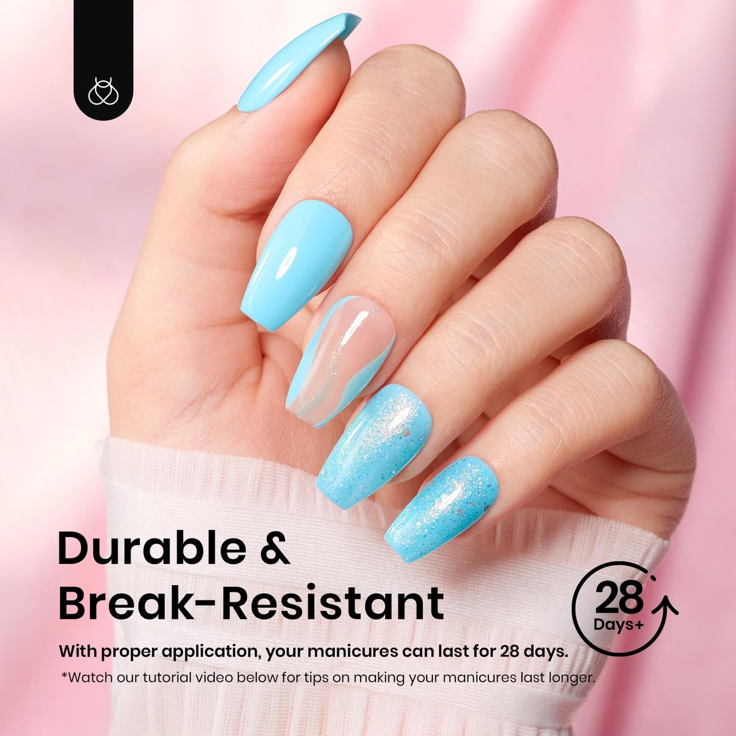 Beetles Gel Nail Tips Short Coffin 576 PCS Half Matte Pre-Shape Fake Nails 12 Sizes Full Cover Acrylic False Nails Extension DIY Manicure Gifts for Women
