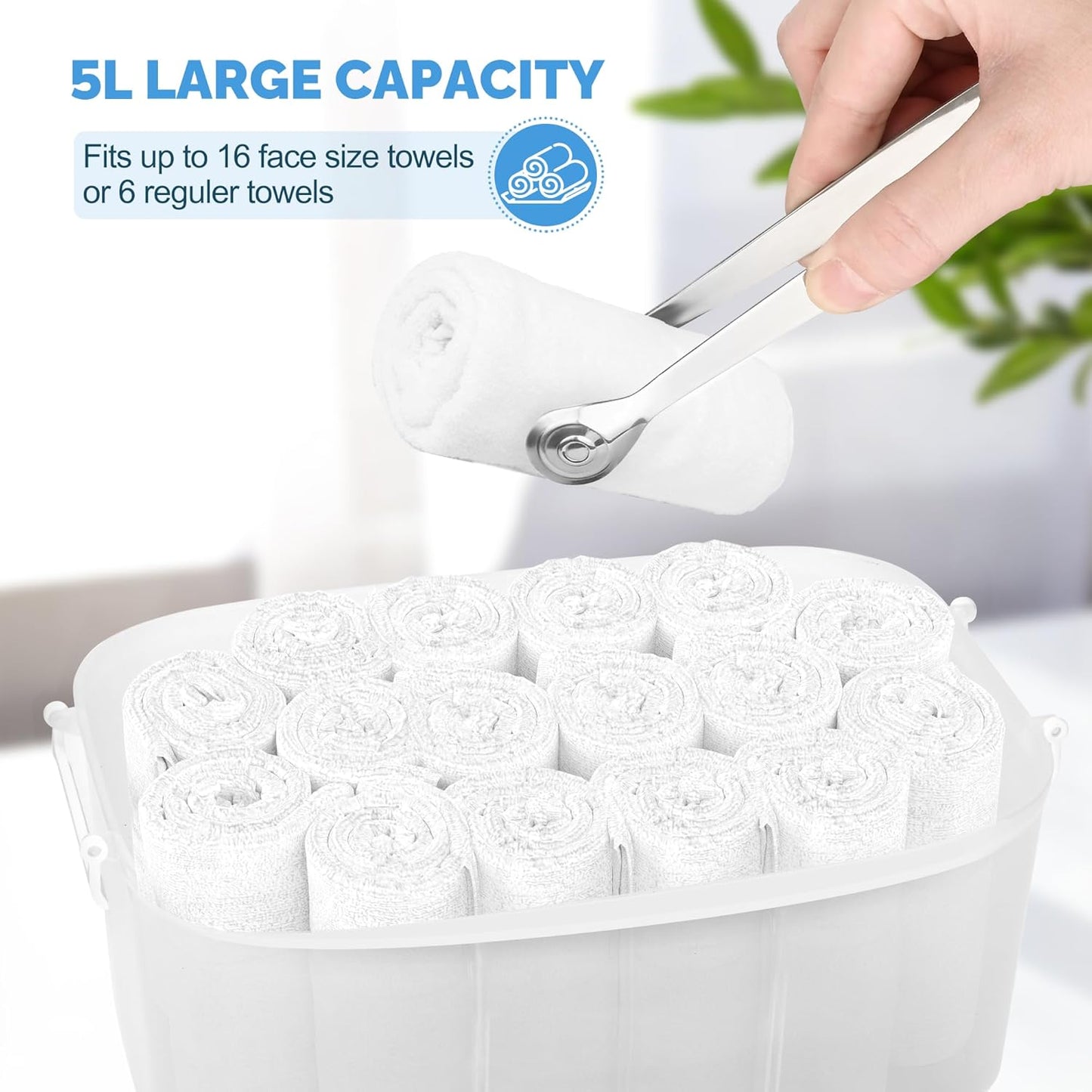 Hot Towel Warmer for Facials - 5L Portable Towel Steamer Holds 16 Towels | Quick Heating in 1-5 Mins
