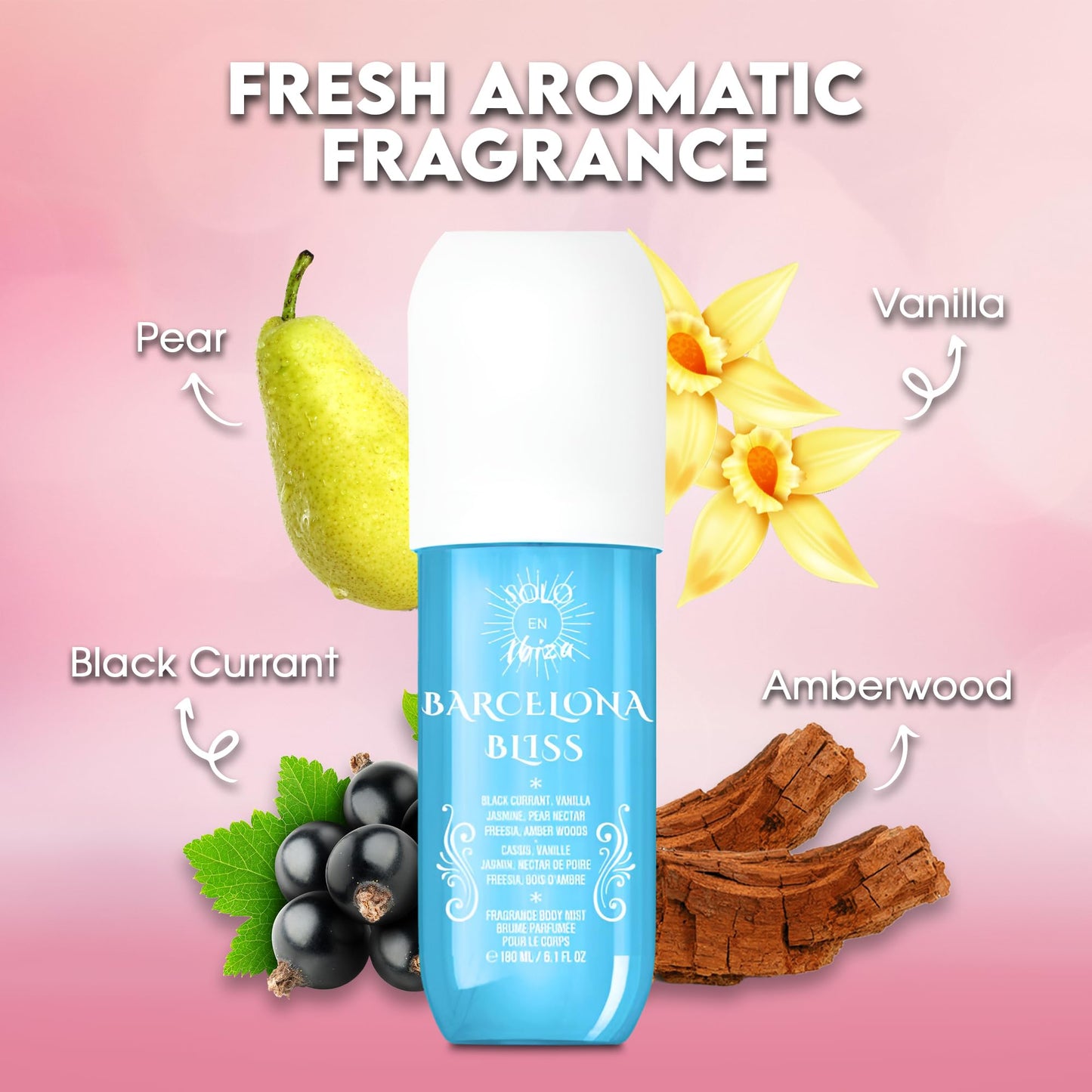 AFLUXE Barcelona Bliss Perfume Mist for Women - 180ml Women's Body Mist with Floral & Fresh Notes, Long-Lasting Lightweight Fragrance