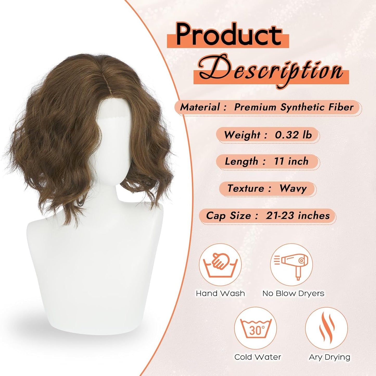 Blonde Bob Wig for Women - Lace Front Short Soft Wavy Curly Synthetic Hair | 11 Inch Natural Look
