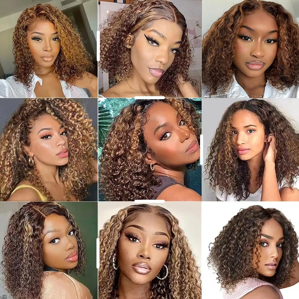 P430 Bundles Highlight Human Hair Bundles Ombre Brown Deep Wave Bundle 20 22 24 inch #4 Deep Wave Bundle 150g