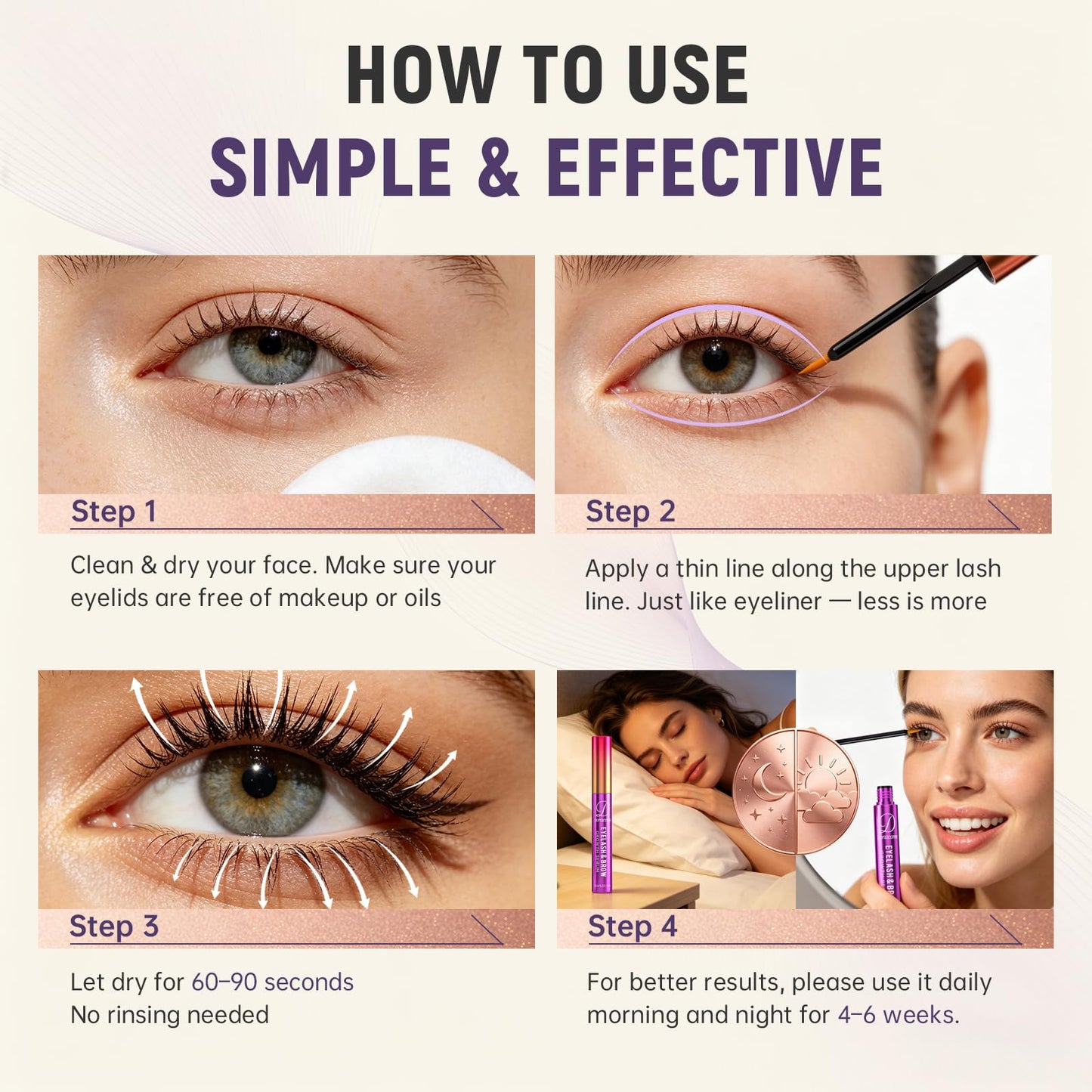 Doracome Eyelash Growth Serum with Peptides & Amino Acids - Lash and Brow Serum for Natural Lengthening & Strengthening - Resilience Support, Safe for Sensitive Skin, Lash Extension Aftercare - 3ml