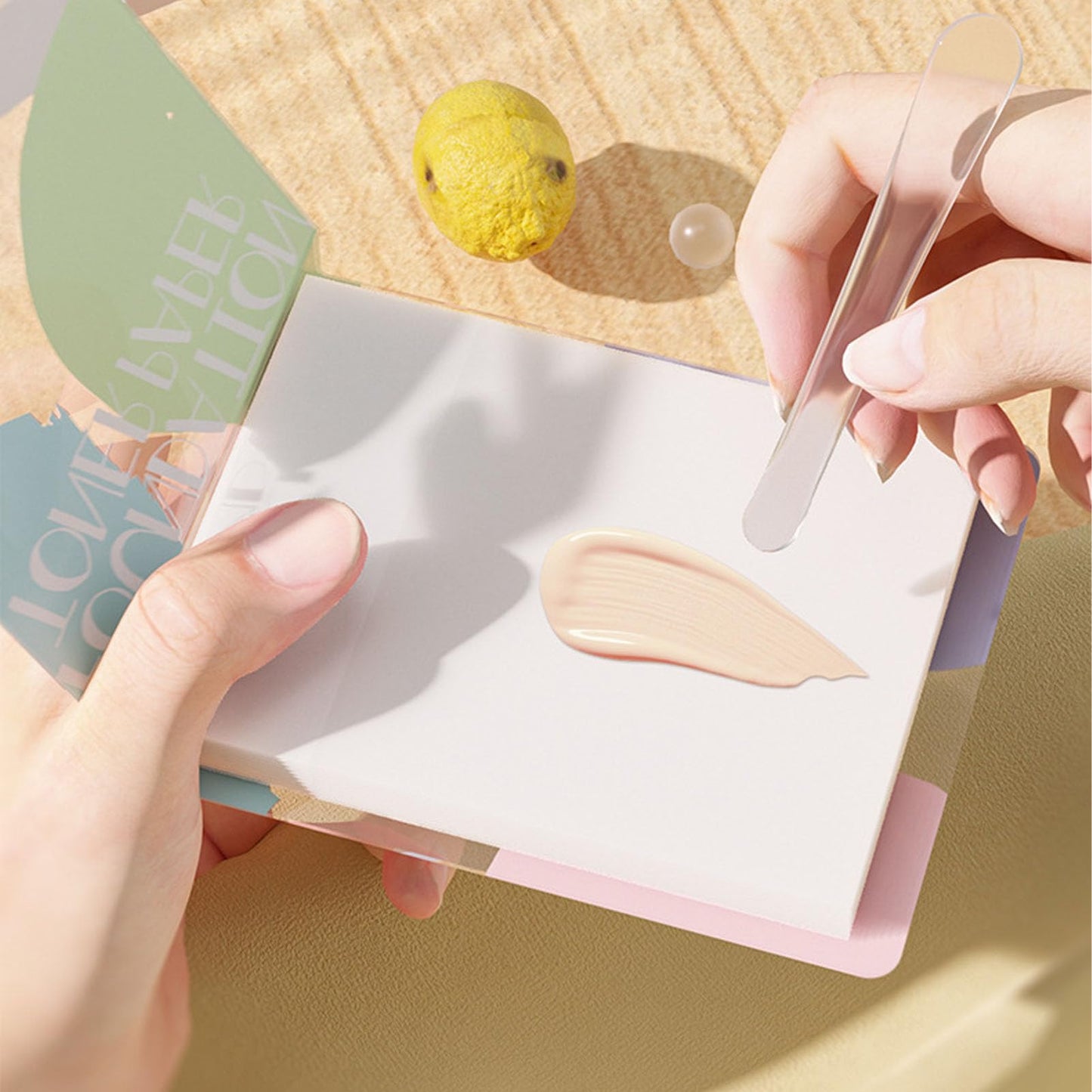 200Pieces Makeup Mixing Palette Papers, Disposable Cosmetic Palette Paper, Disposable Nail Polish Paper for Blending Foundation, Concealer, Eyeshadow with 2Pcs Mixing Stick