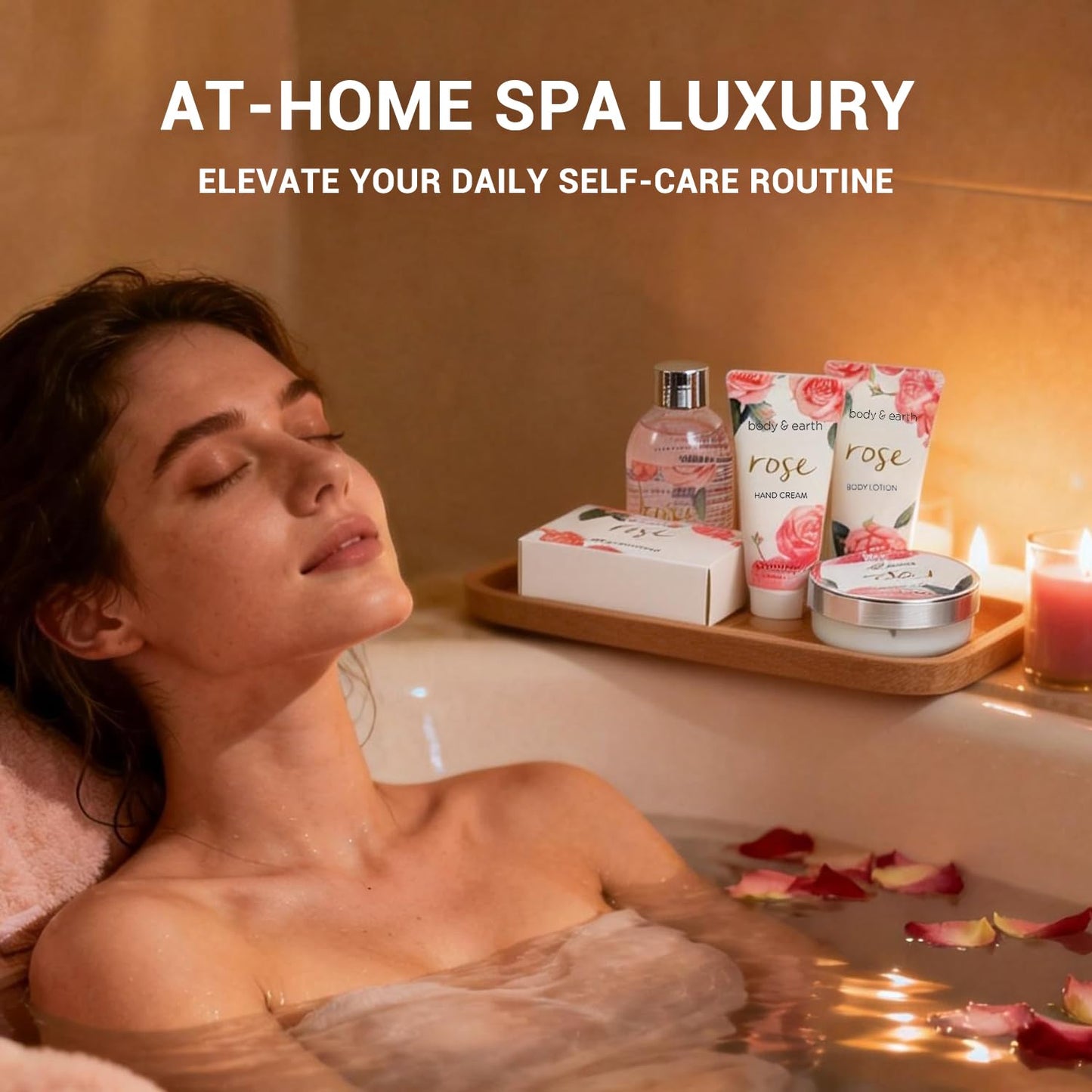 Spa Gift Set for Women - Luxurious 5-Piece Bath & Body Box | Rose Scent, Body Wash, Lotion & More, Perfect Self-Care Gift for Mom