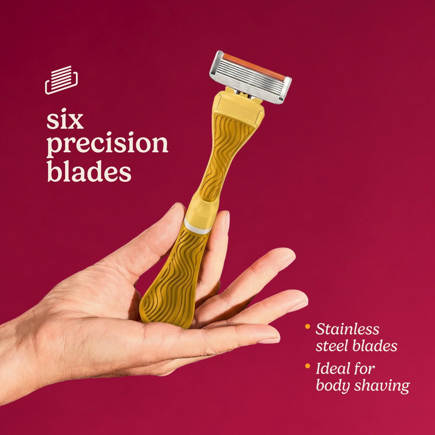 Dollar Shave Club For Women | 1 Yellow Wavy Grip Handle, 4 Razor Refills, 1 Cashmere Santal Shave Butter (3 oz), 1 Shower Hanger | Razors for Women, Womens Razors