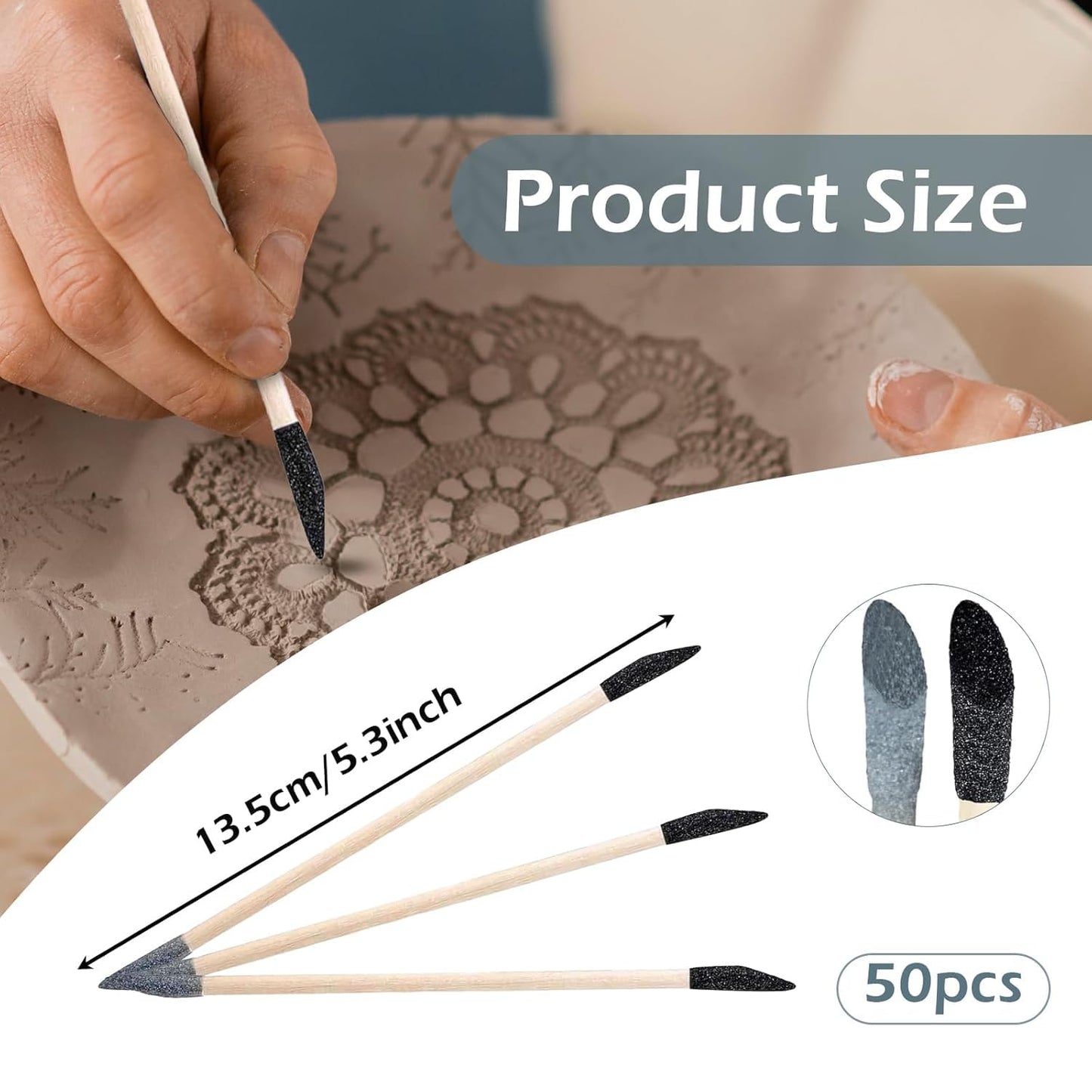20/50Pcs Sanding Sticks, Double-Ended Matchstick Design Sanding Tools for Wood Plastic Models, 120/280 Grit Fine Detail Sander for Tight Spaces Crafts (5.4 x 0.2 Inch)