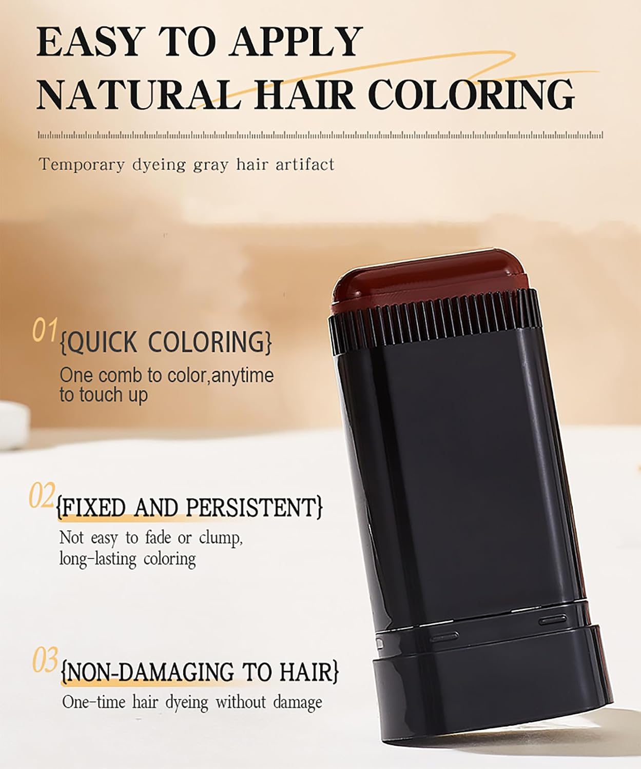 Hair Color Stick - 3 Pack Waterproof Gray Coverage | Instant Dye for Men & Women - 0.71 Fl Oz Each
