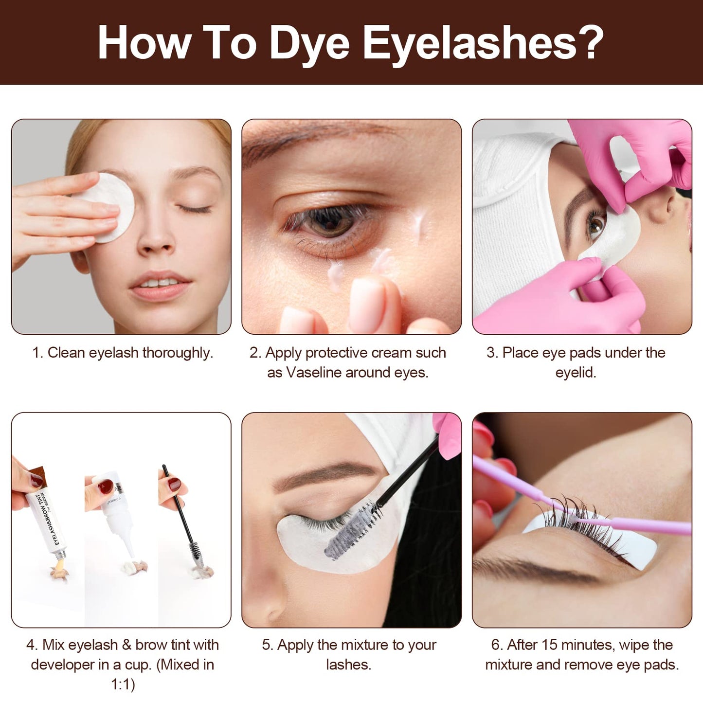 Eyelash & Eyebrow Kit, 2-In-1 Professional Lash & Brow Color Kit, Eye Brow & Eye Lash Coloring Set, Hair Color DIY Easy Use for Salon and Home 7ml Coffee/Dark Brown