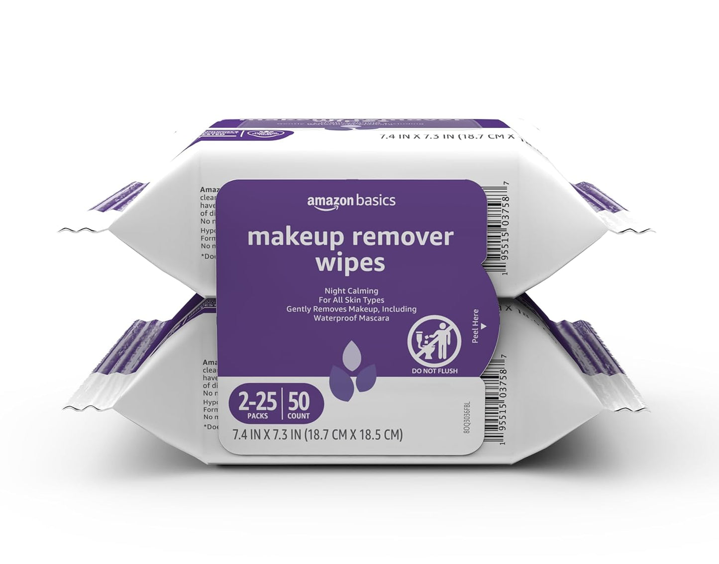 Makeup Remover Wipes - Gentle Plant-Based Cleansing | Alcohol-Free, 25 Count (Pack of 2)