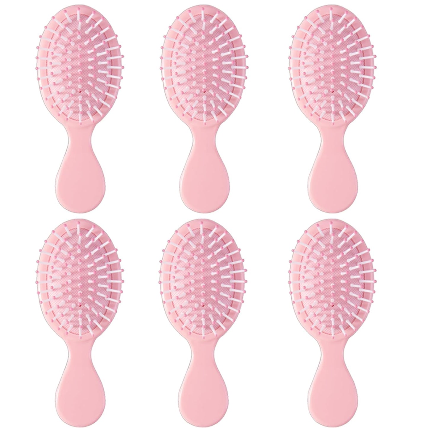Mini Hair Brush Set - 6 Pcs Travel Detangling Brushes for All Hair Types | Pink & Blue