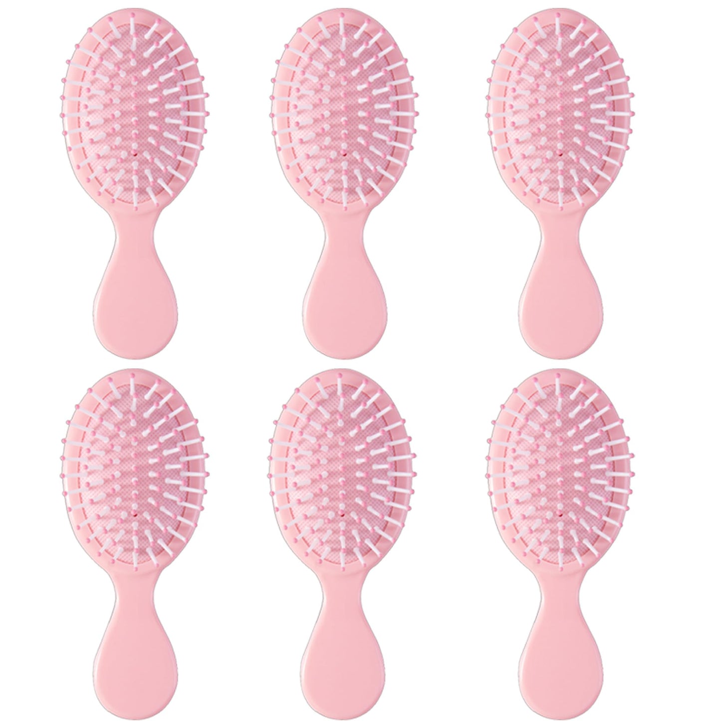 6 pcs Mini Hair Brush,Travel Detangling Brush with Exquisite Packaging Box,Mini Brush for Most Hair Types,Bridesmaid Party Christmas Stockings Filling Wet Hair Brushes (Pink)