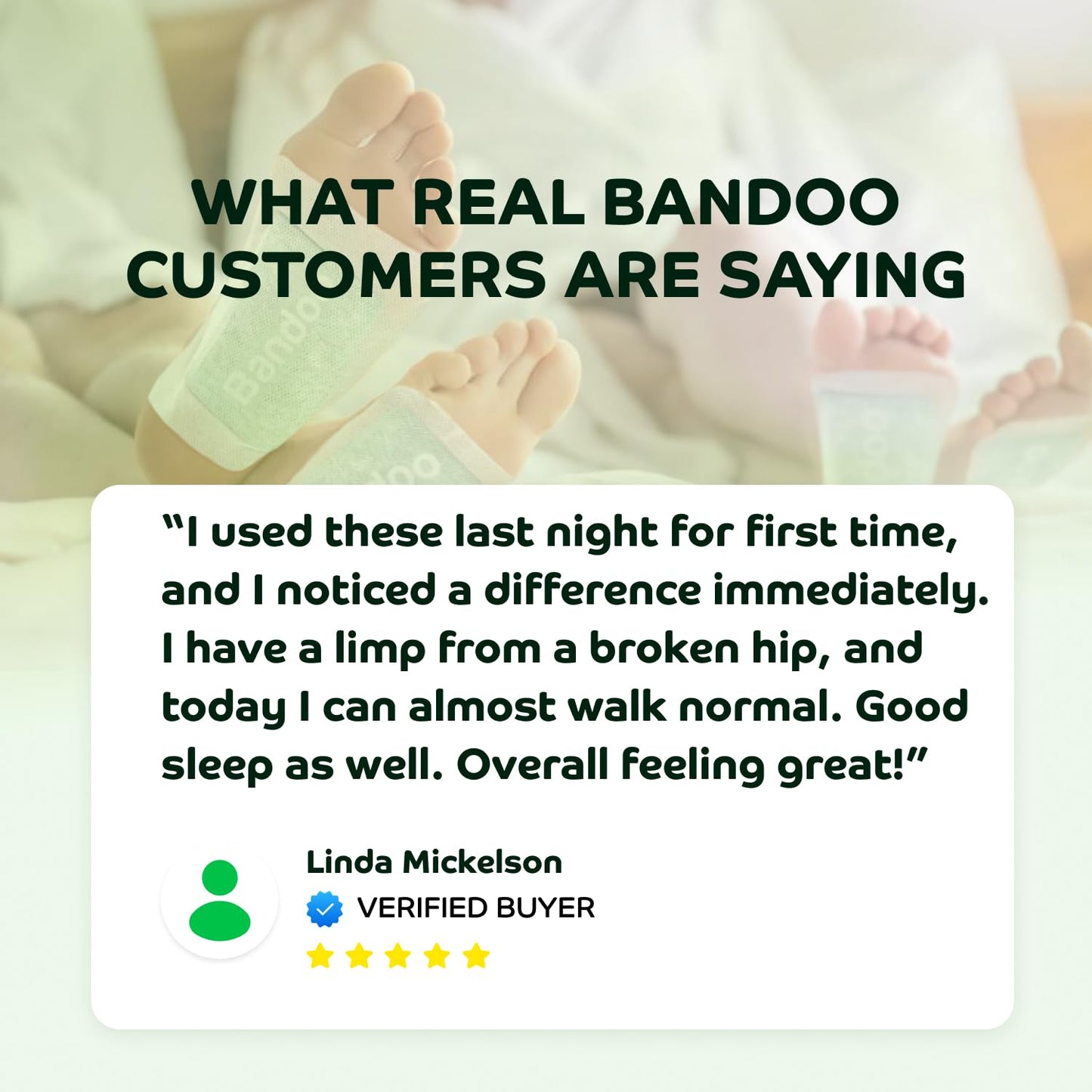 Bandoo Foot Pads – Premium Natural Bamboo Vinegar & Tourmaline Material, Japanese Foot Care for Men & Women - 30 Count